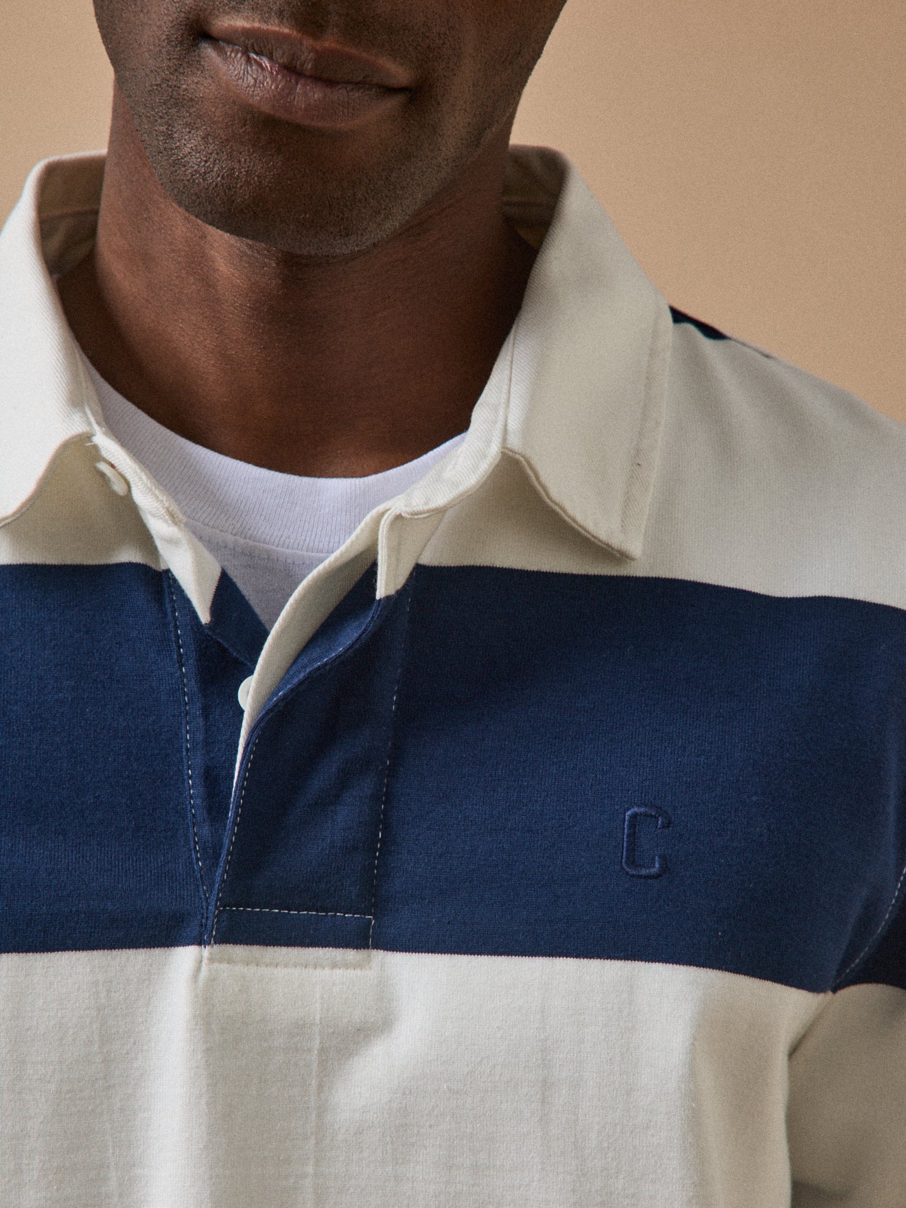 Men's striped organic cotton polo shirt