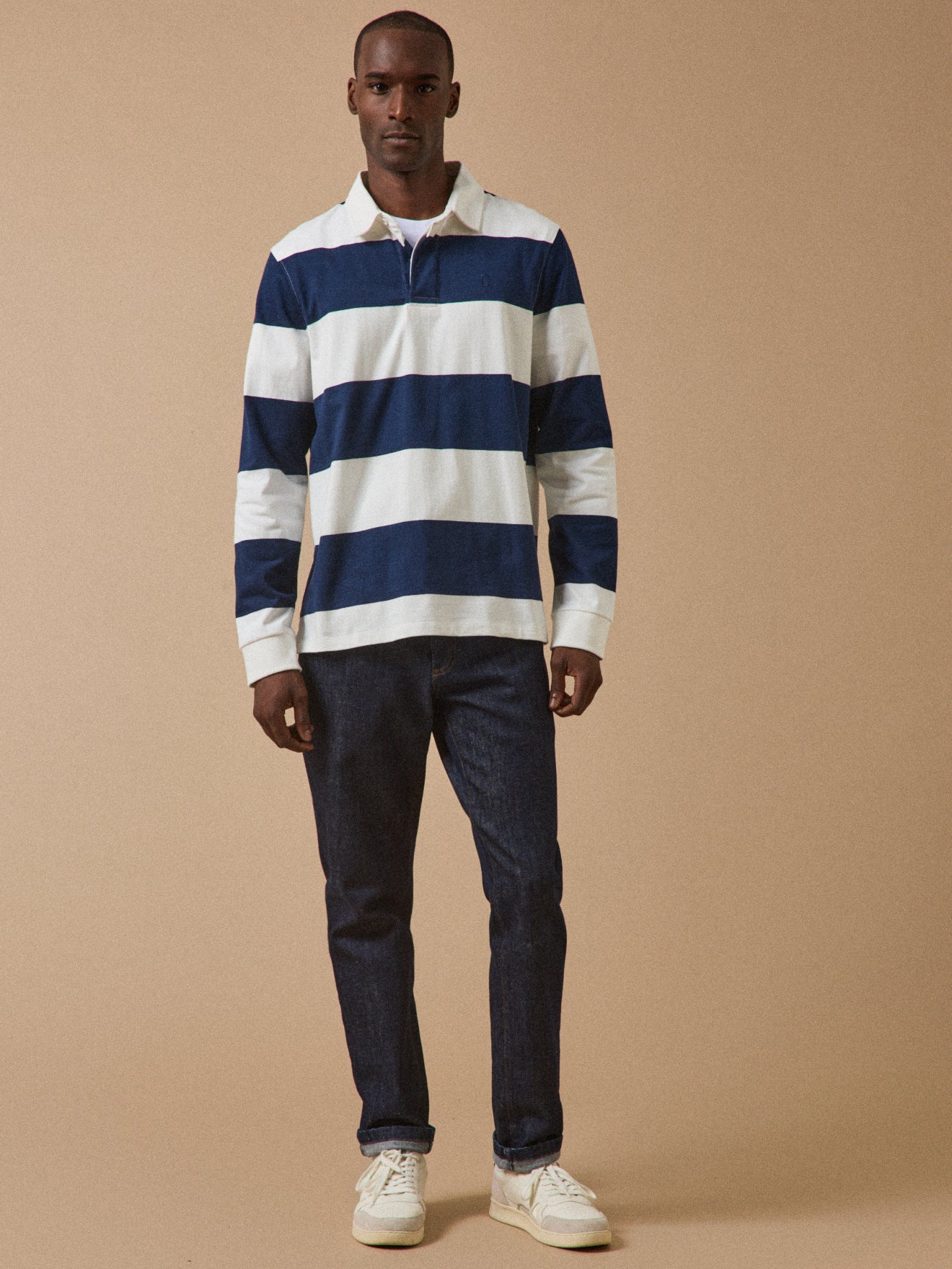 Men's striped organic cotton polo shirt