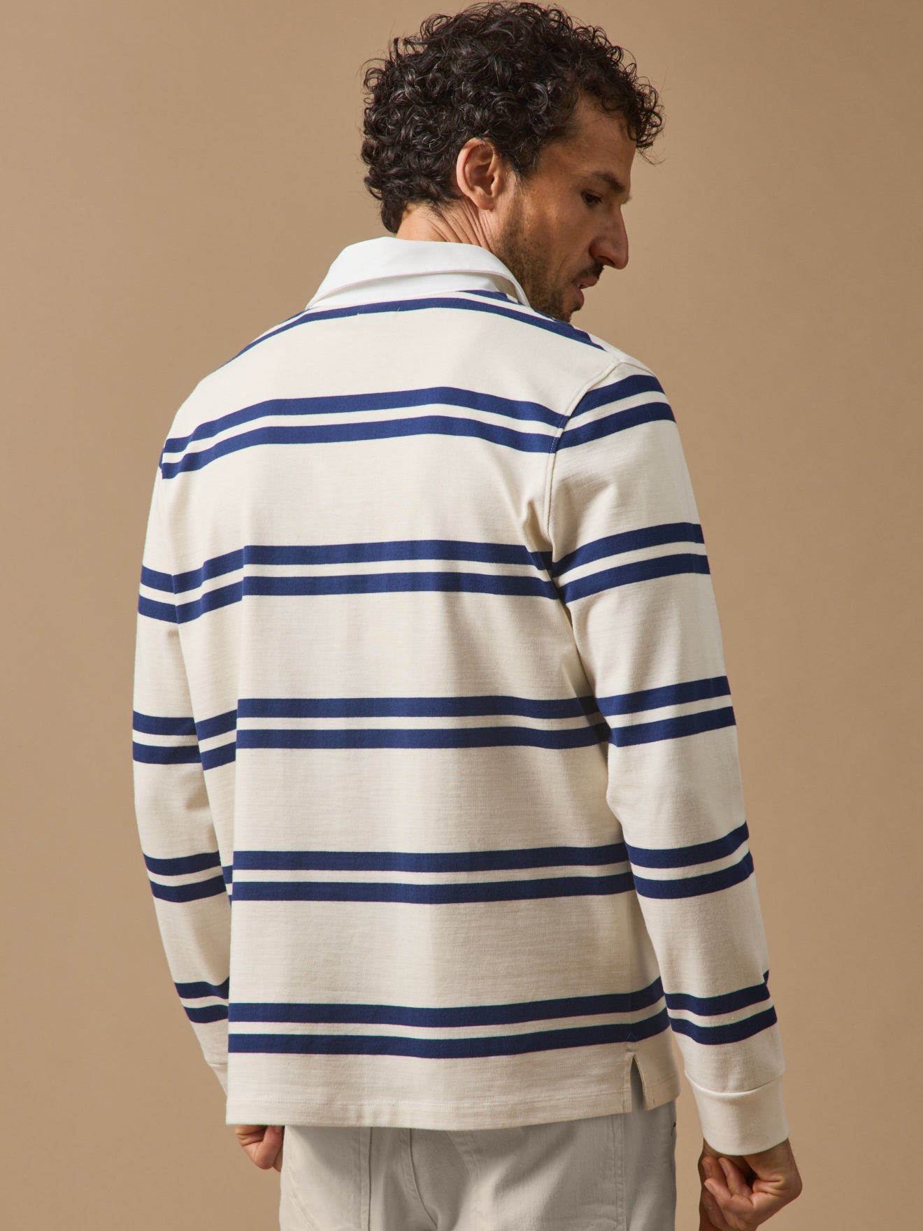 Men's striped organic cotton polo shirt