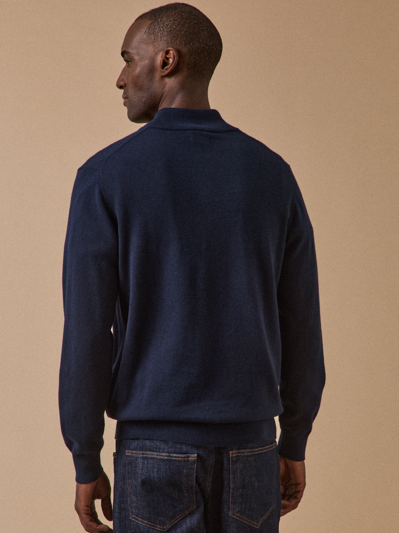 Men's organic cotton and cashmere sweater with high neckline
