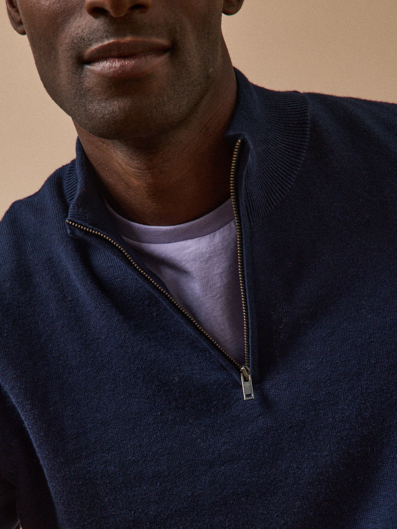 Men's organic cotton and cashmere sweater with high neckline