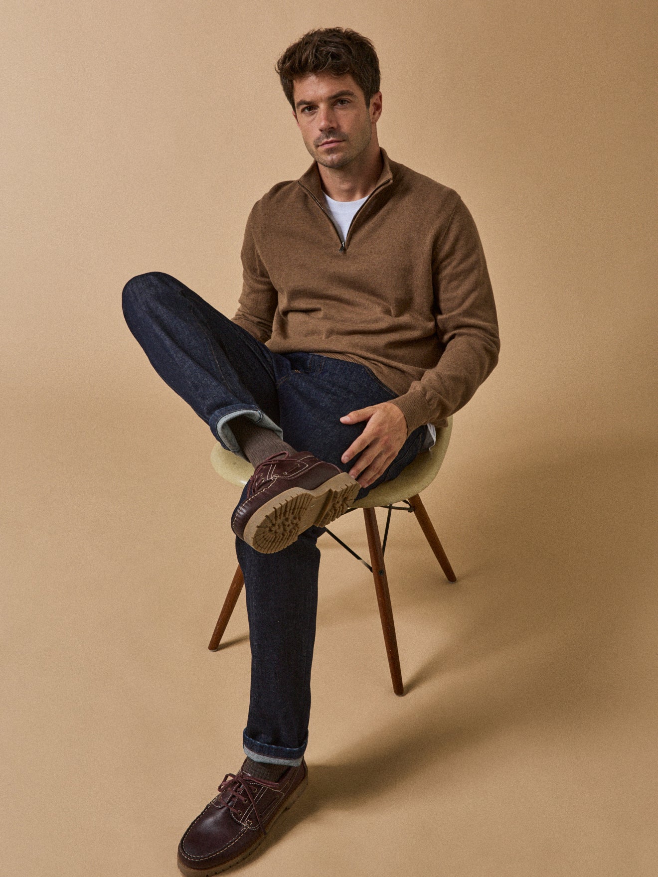 Pull col montant homme coton biologique et cachemire