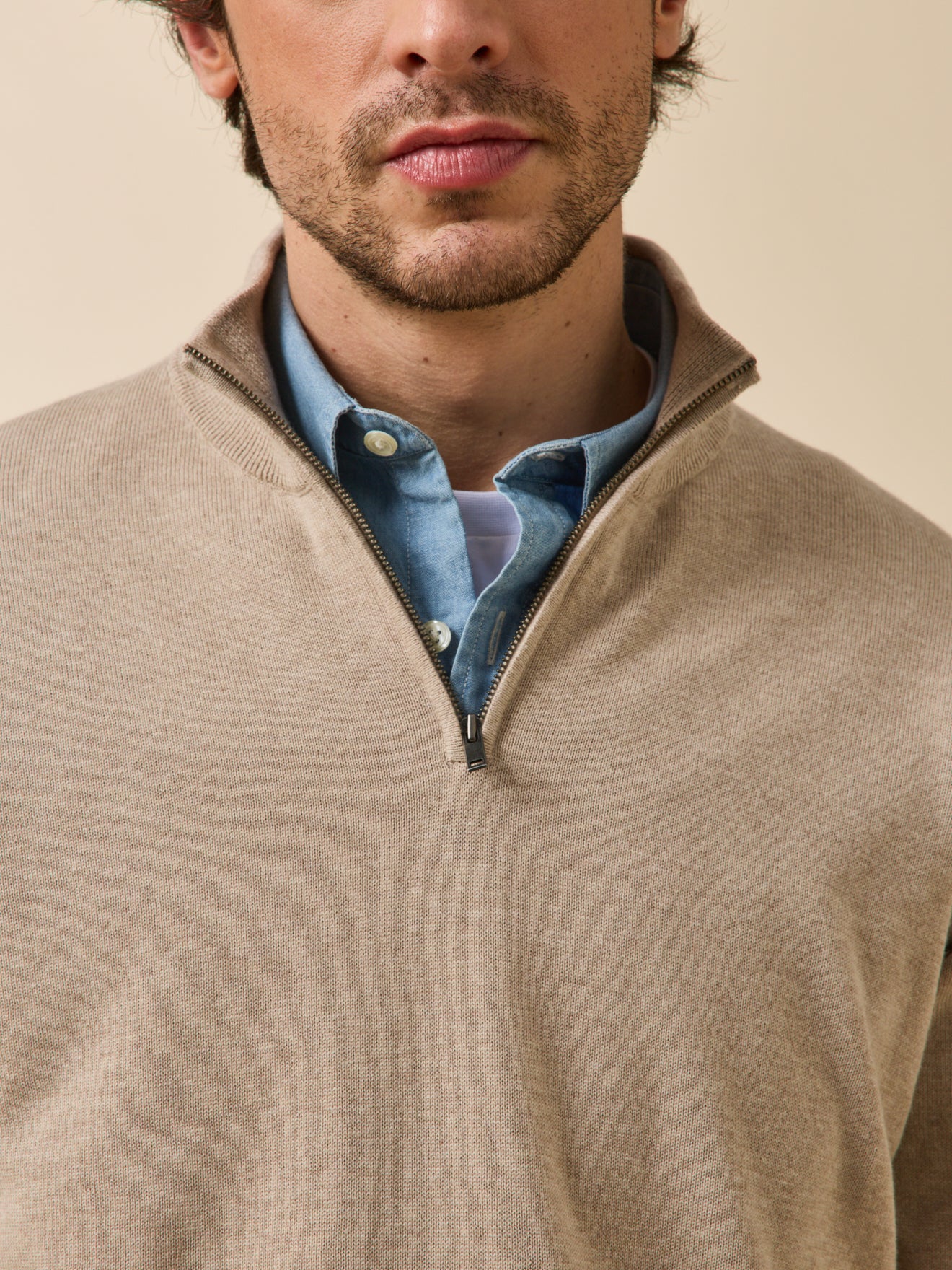 Pull col montant homme coton biologique et cachemire