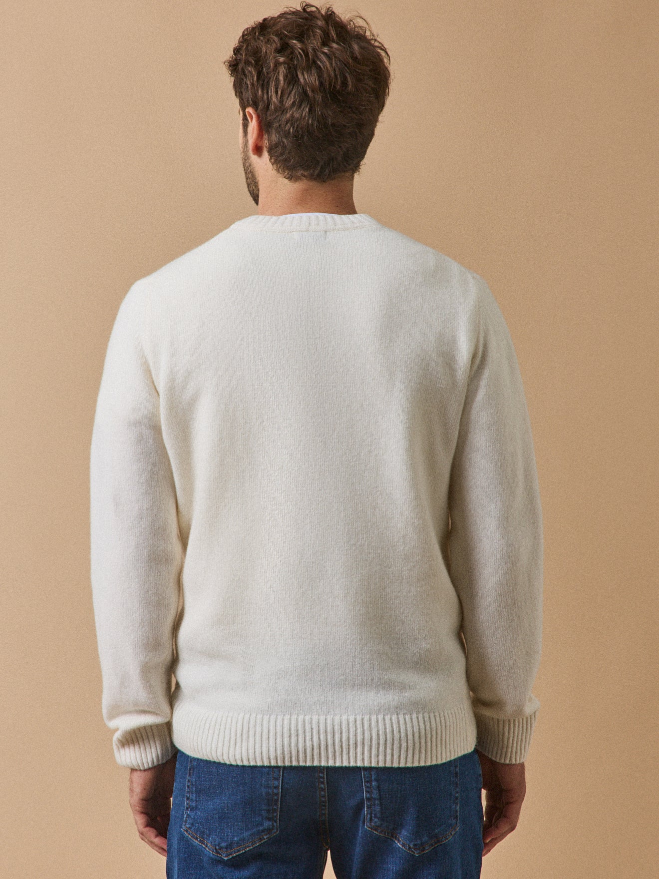 Men's wool blend sweater with round neckline