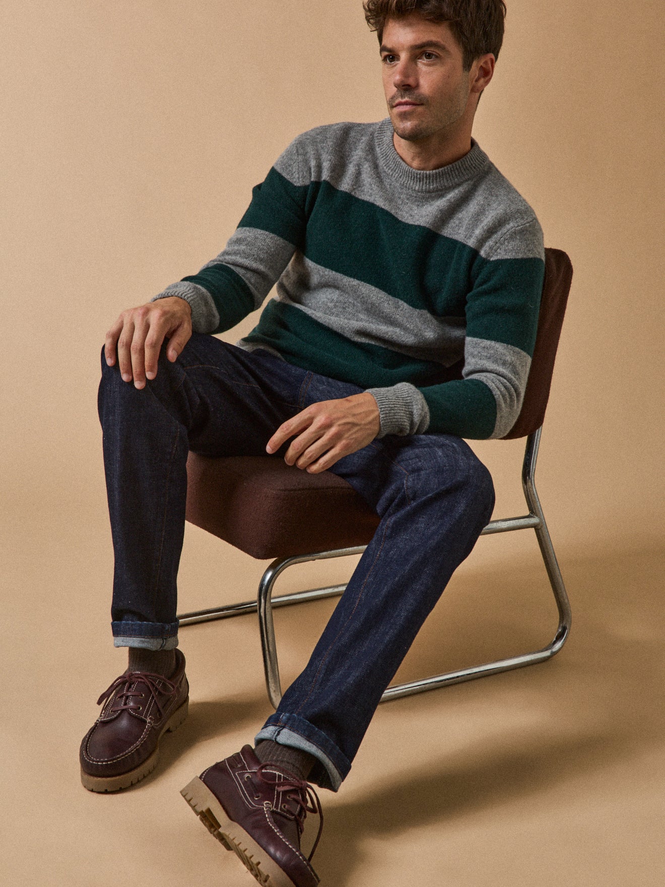 Pull rayé en laine majoritaire homme