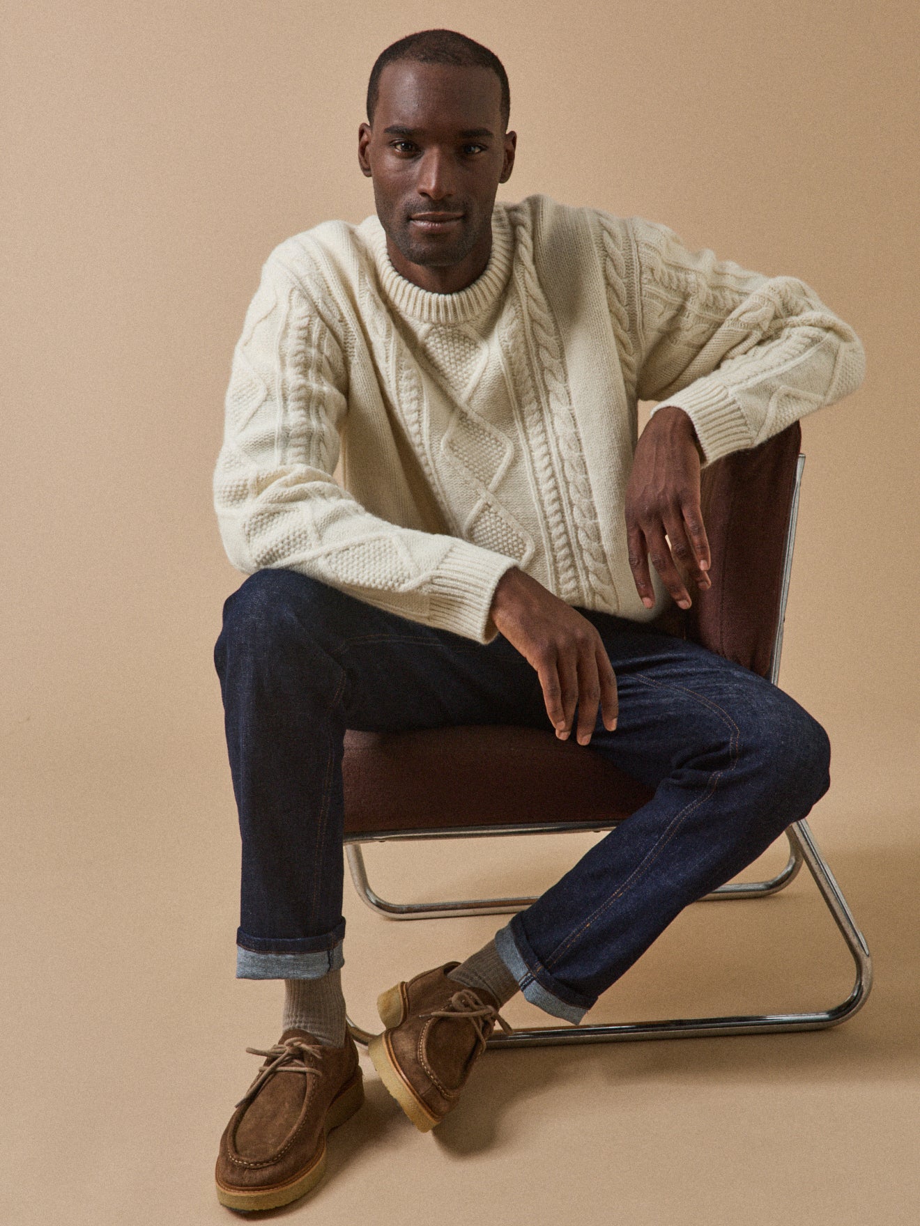 Pull torsades homme en laine