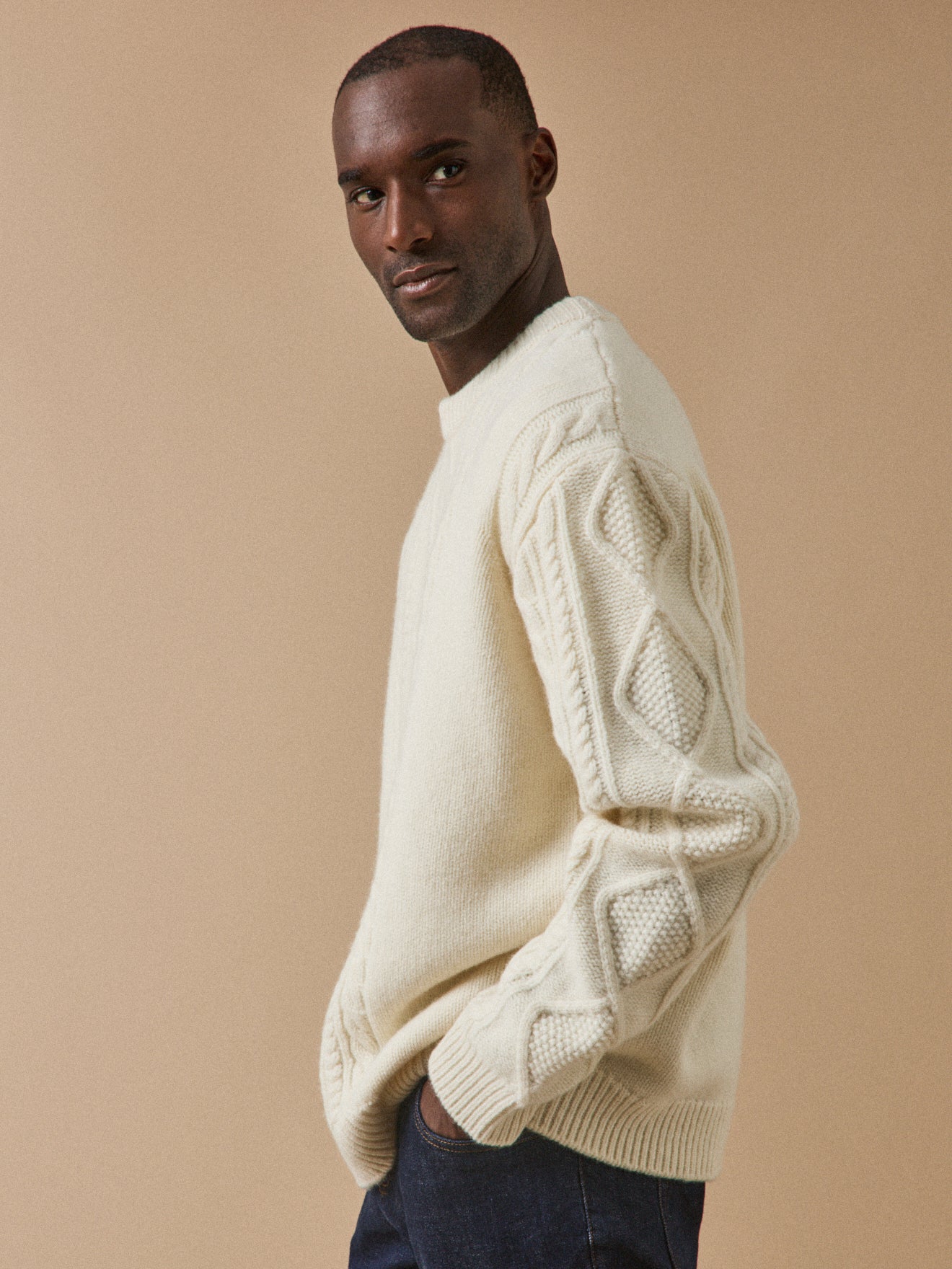 Pull torsades homme en laine