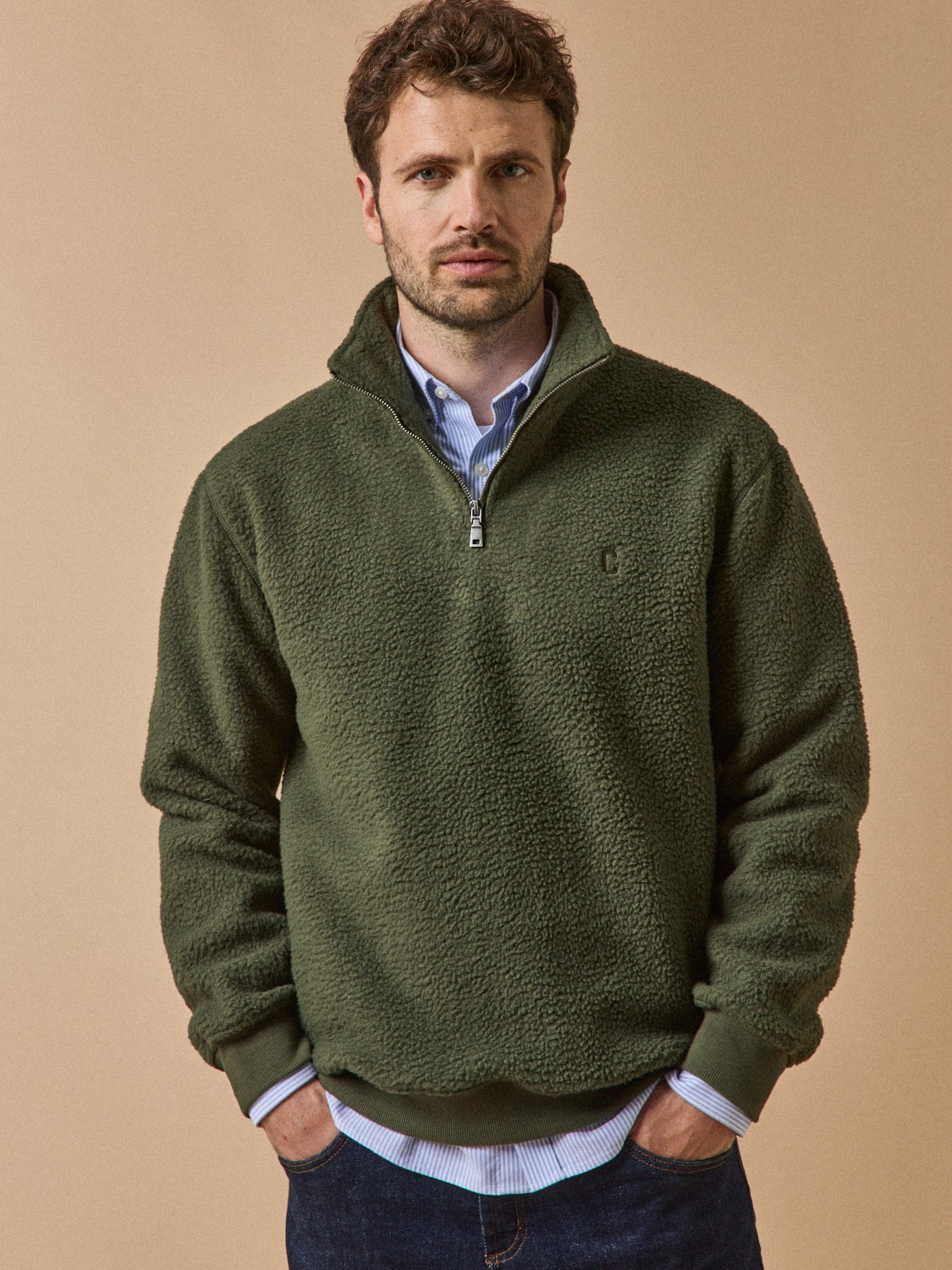 Pull polaire col camionneur homme