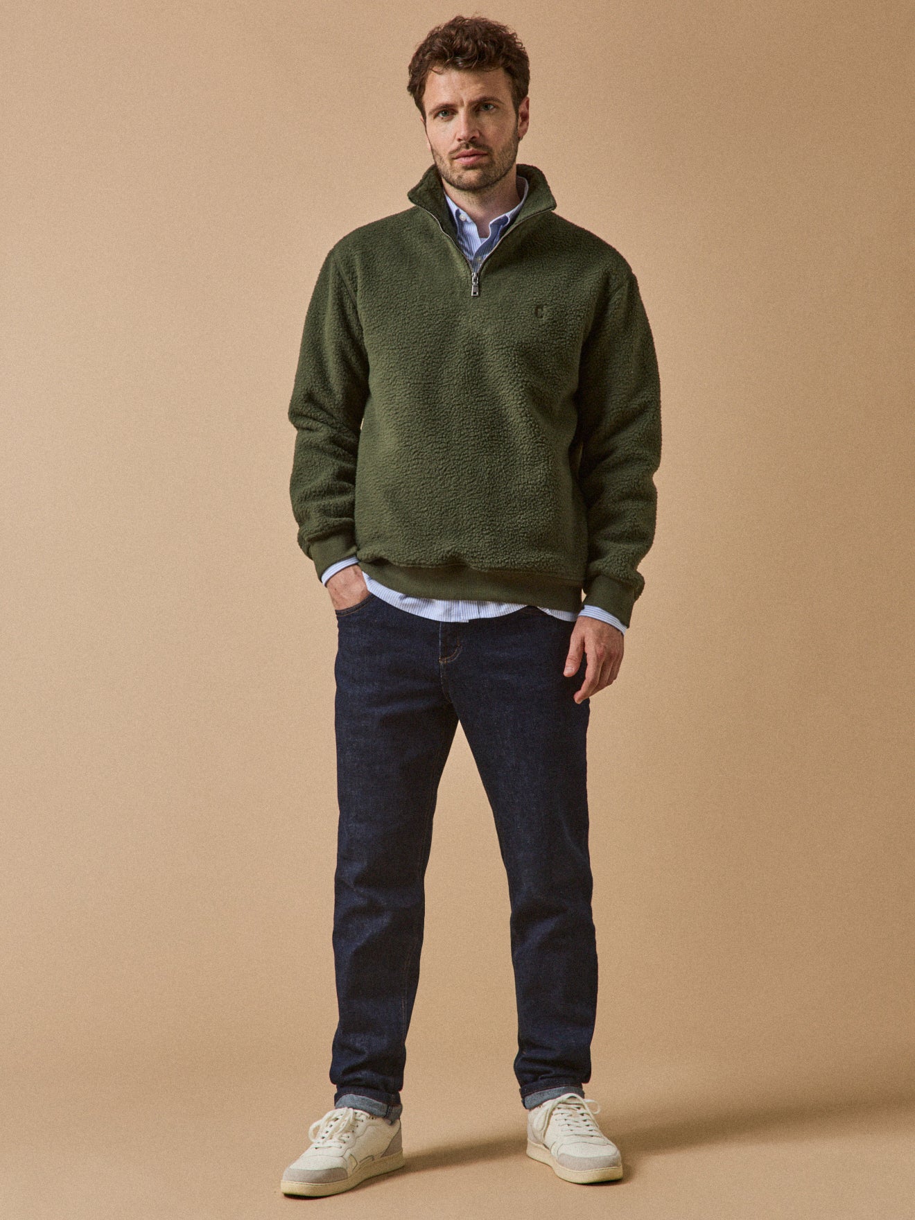 Jack Wolfskin Pull Polaire Homme - Taunus Half Zip - black olive Jack Wolfskin Pull Polaire Homme - Taunus Half Zip - black olive