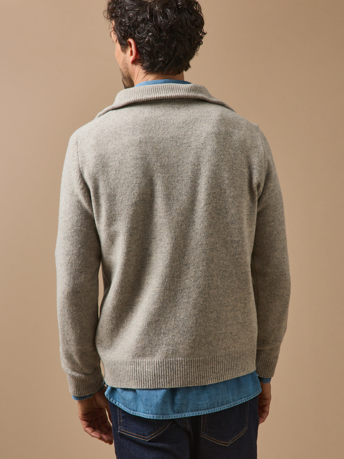 Men's merino wool sweater with high neckline