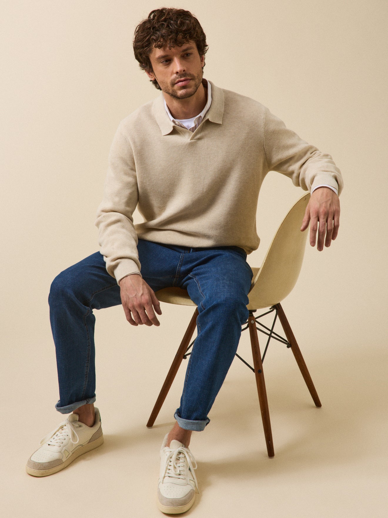 Pull col polo homme coton biologique