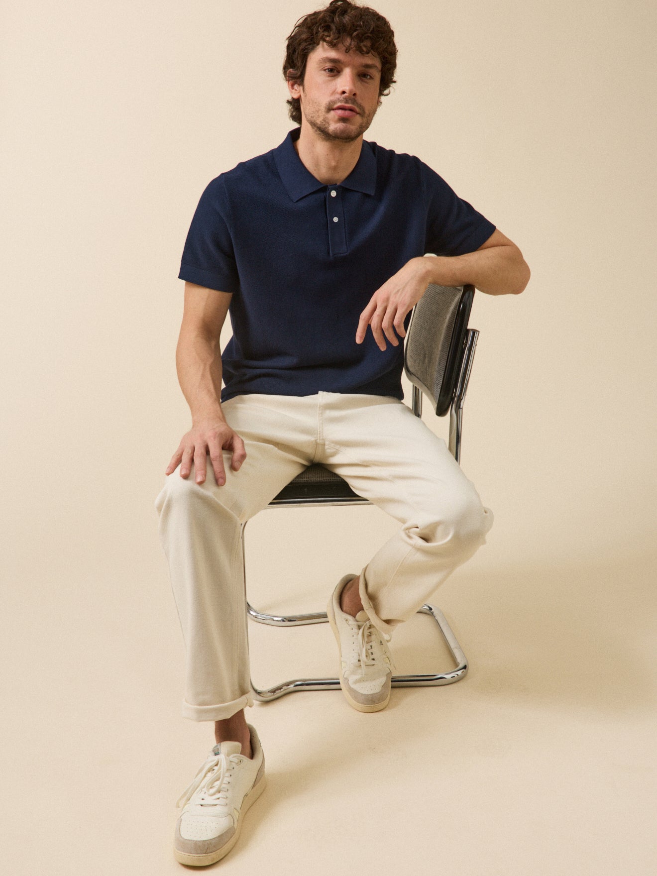 Pull col polo manches courtes homme