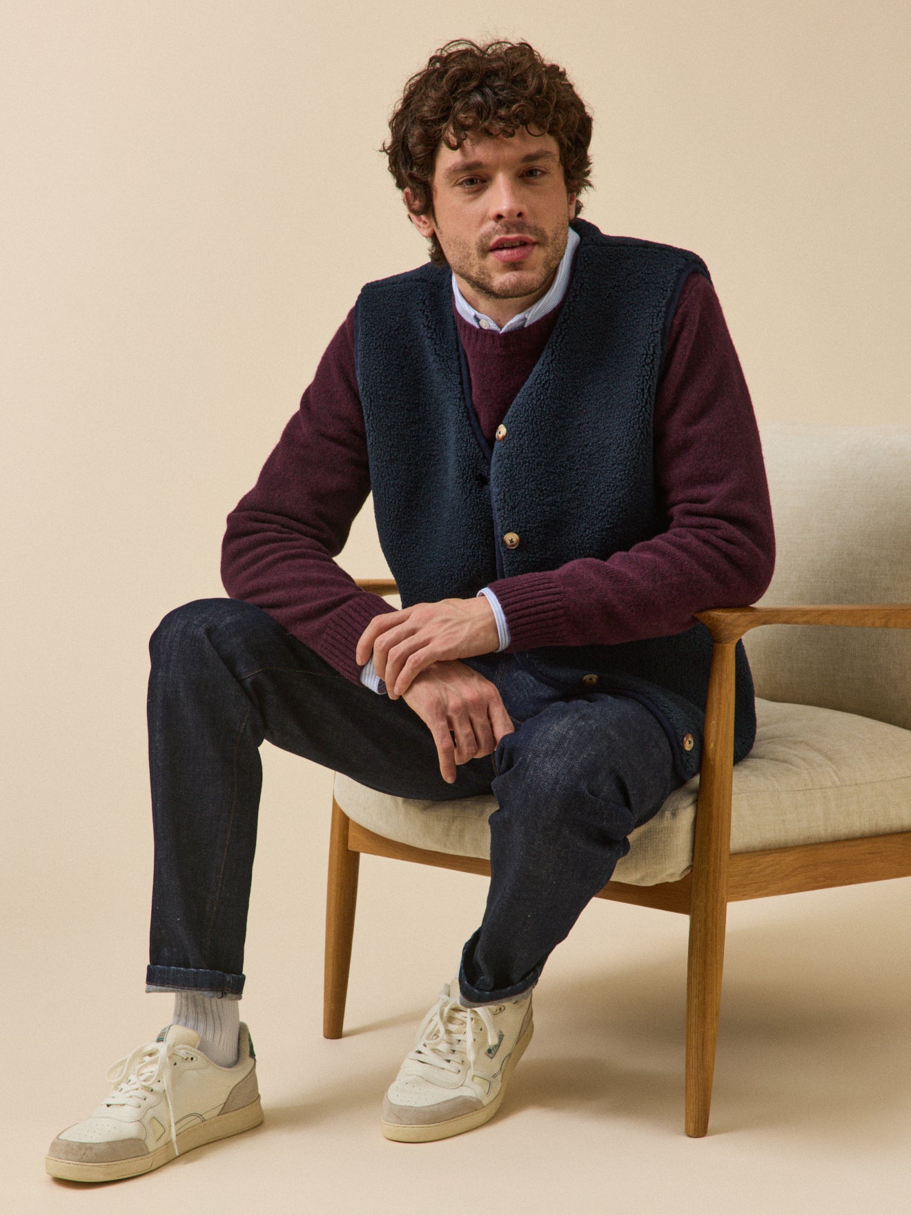 Men's sleeveless sherpa jacket