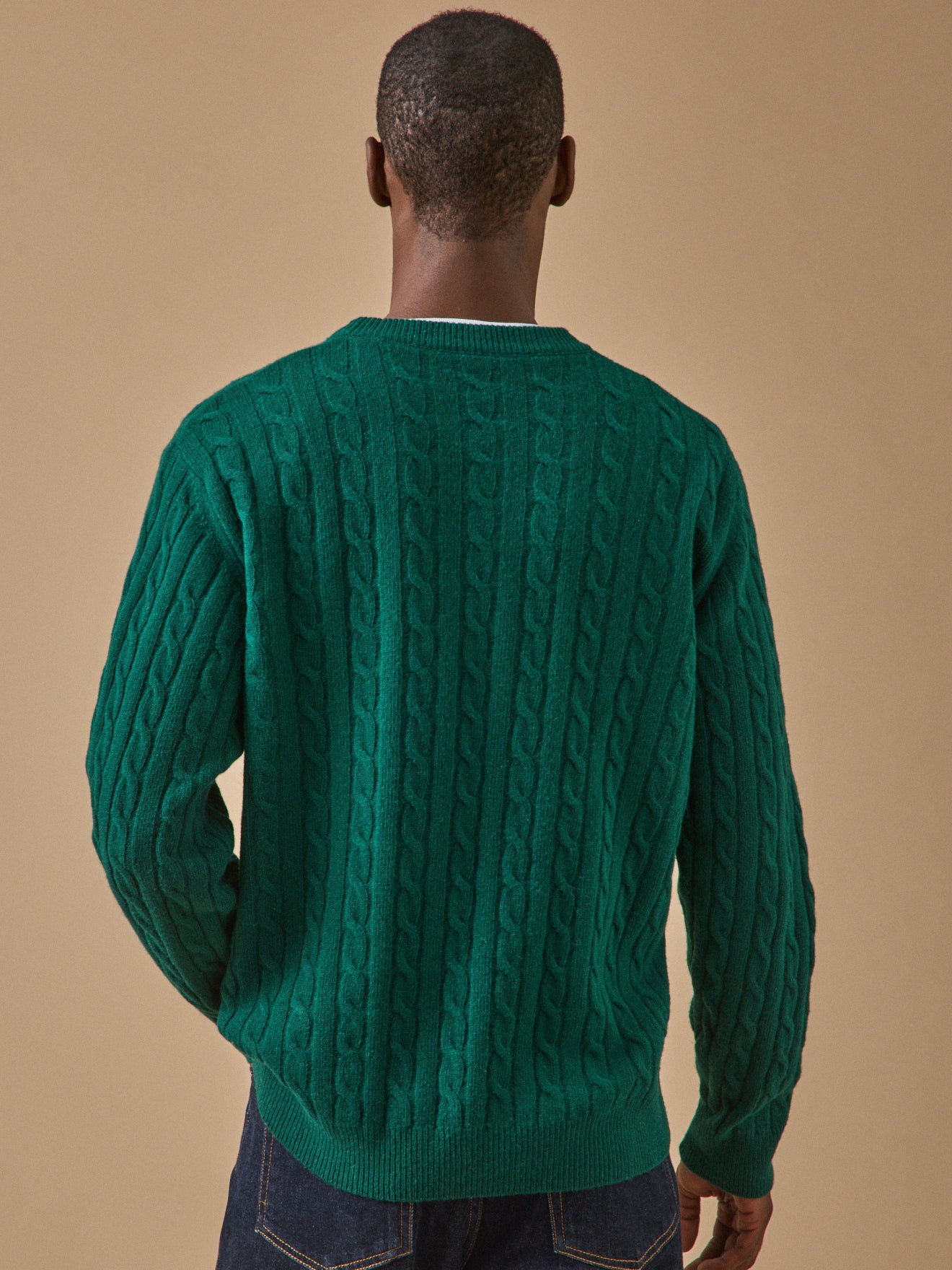 Men's wool cable-knit sweater