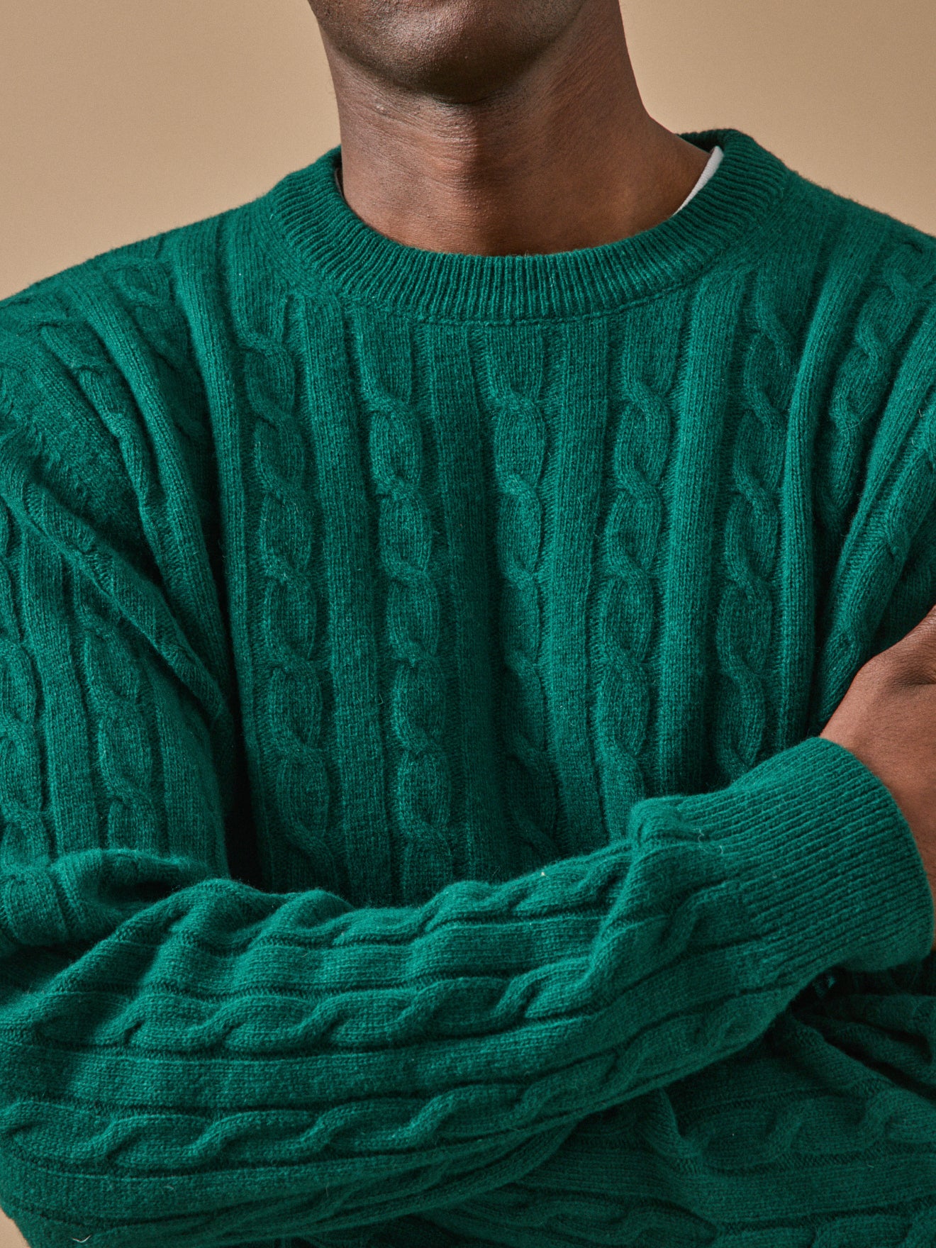 Men's wool cable-knit sweater