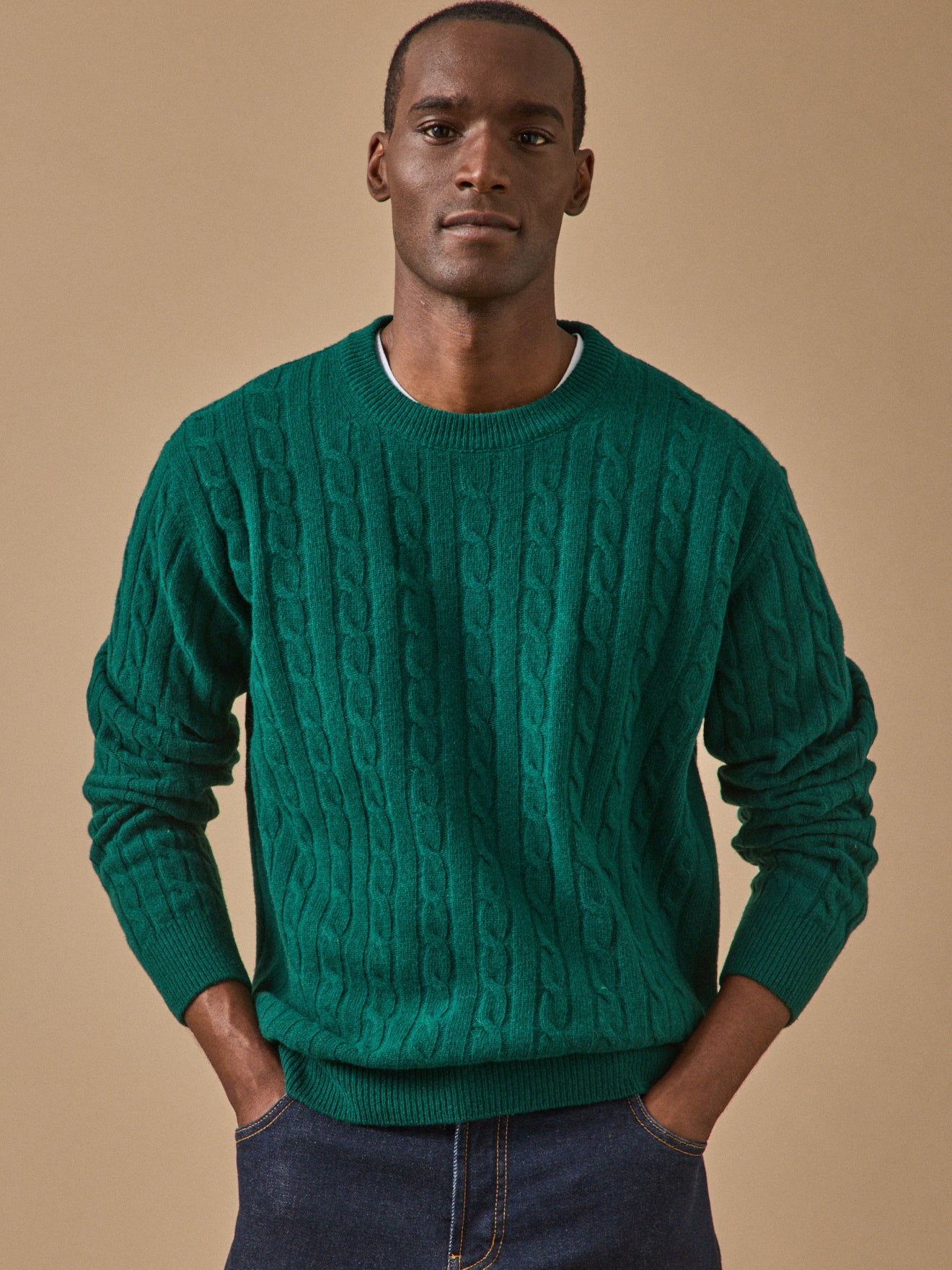 Men's wool cable-knit sweater