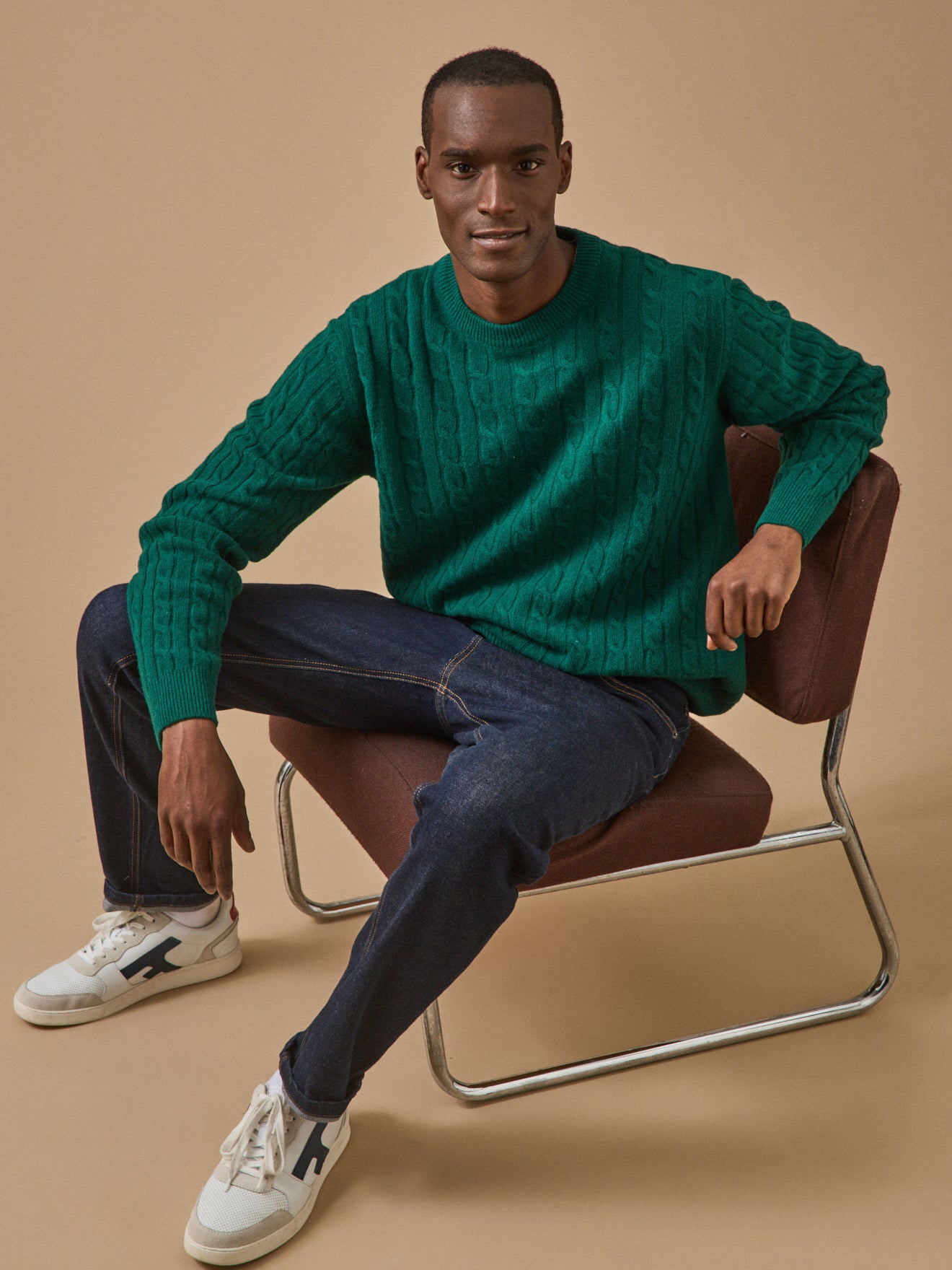 Men's wool cable-knit sweater