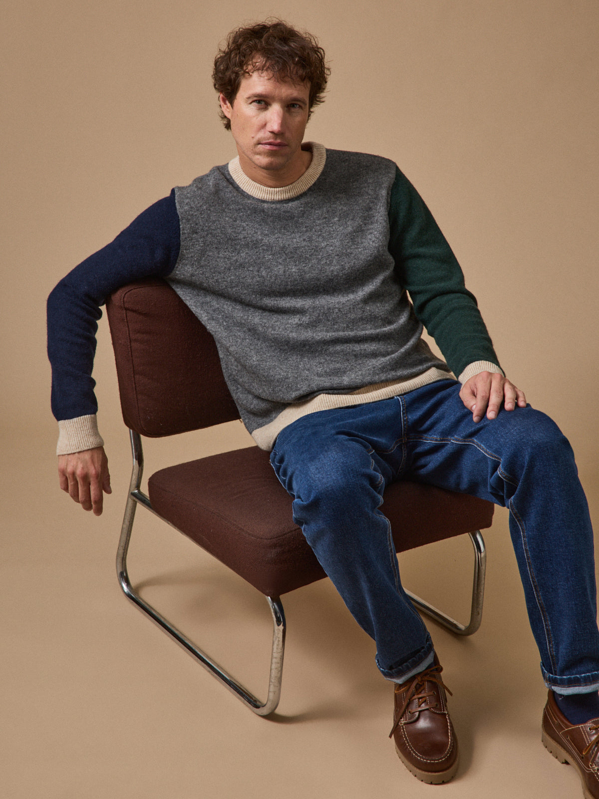 Pull colorblock homme