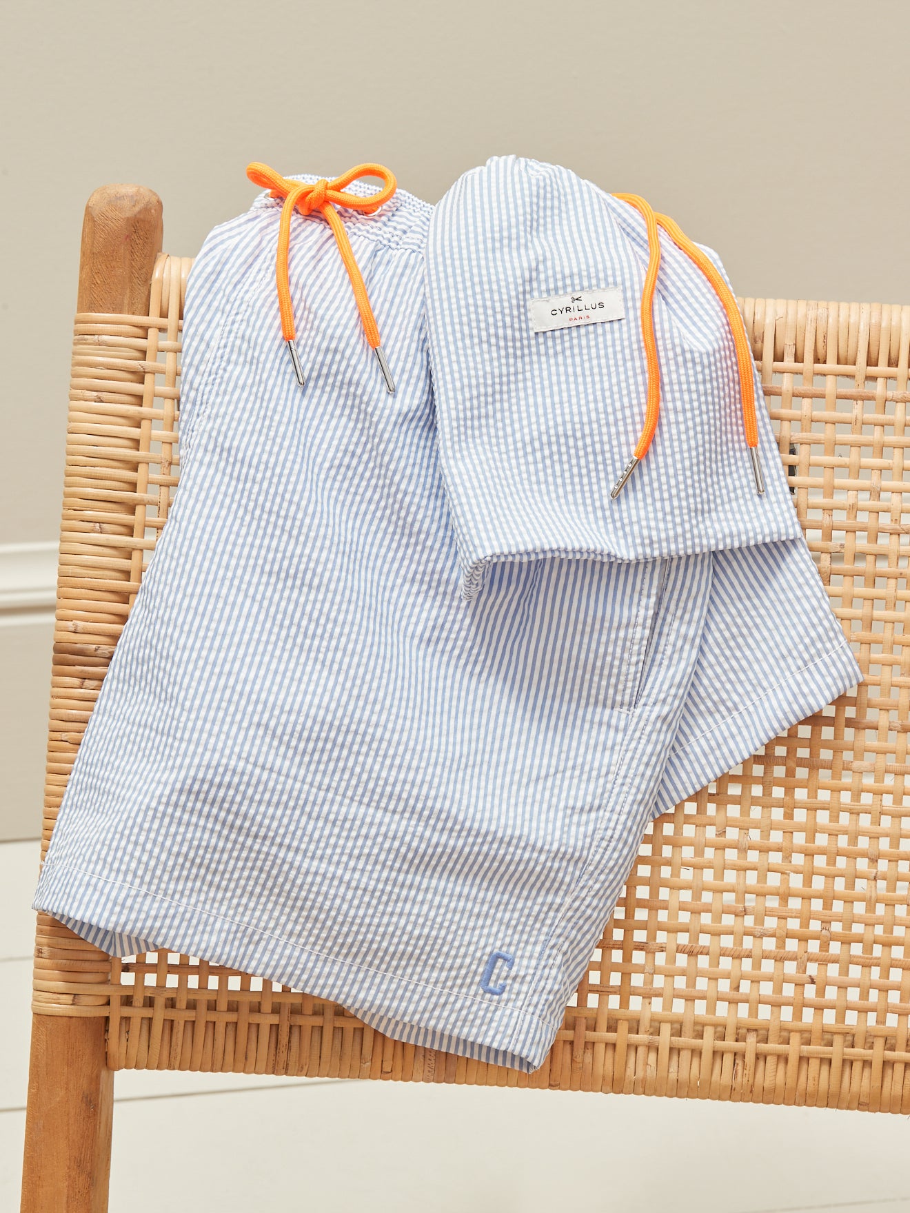 Short de bain seersucker rayé homme