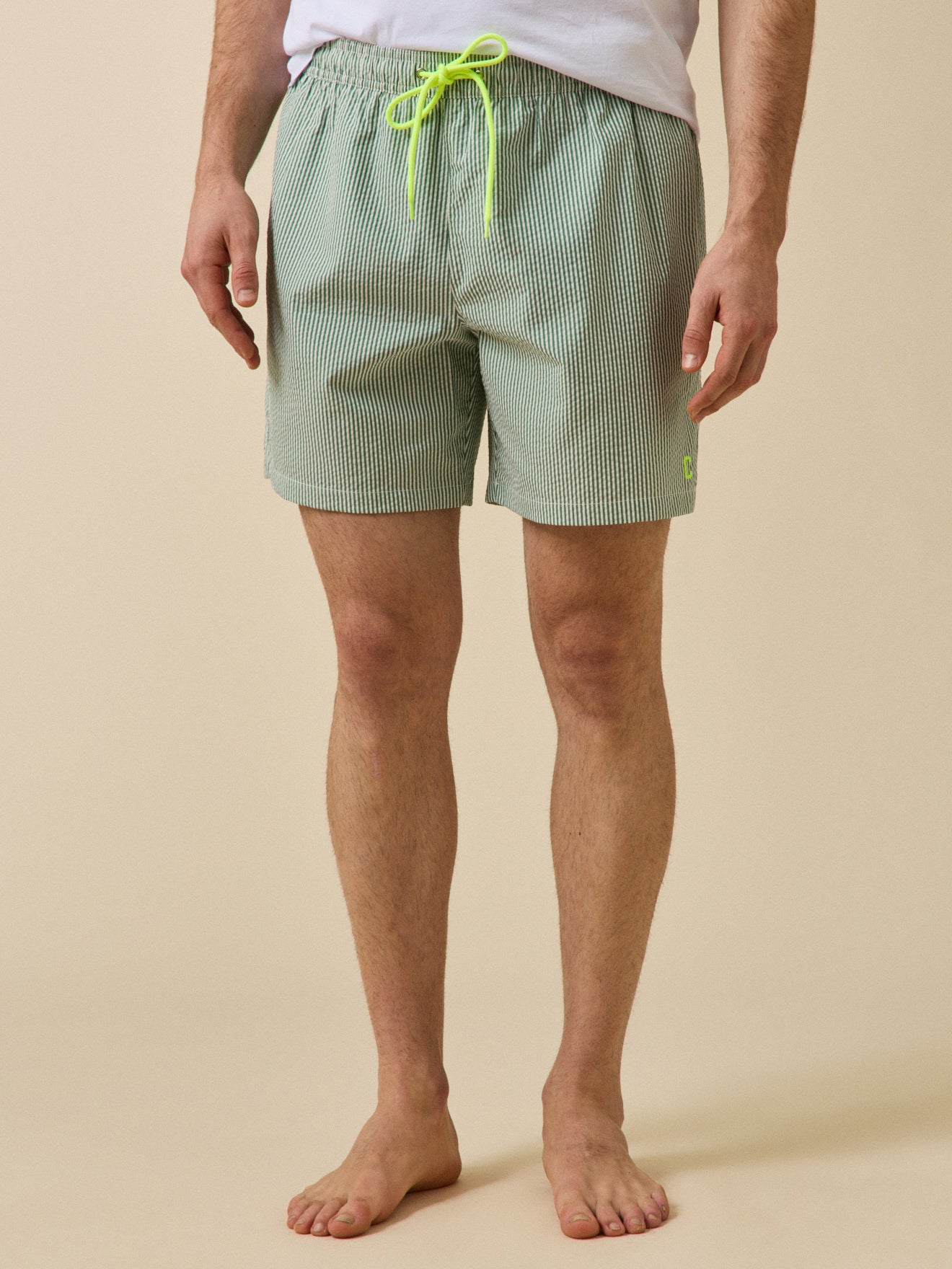 Men's striped seersucker swim shorts