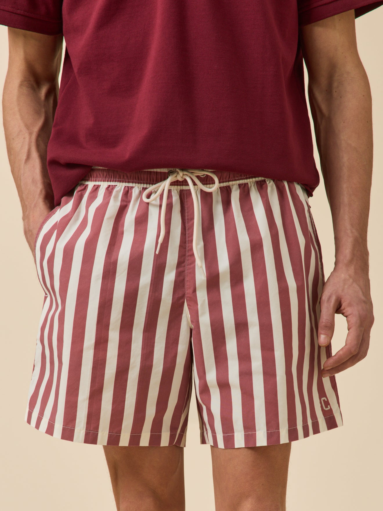Men's striped swimming shorts