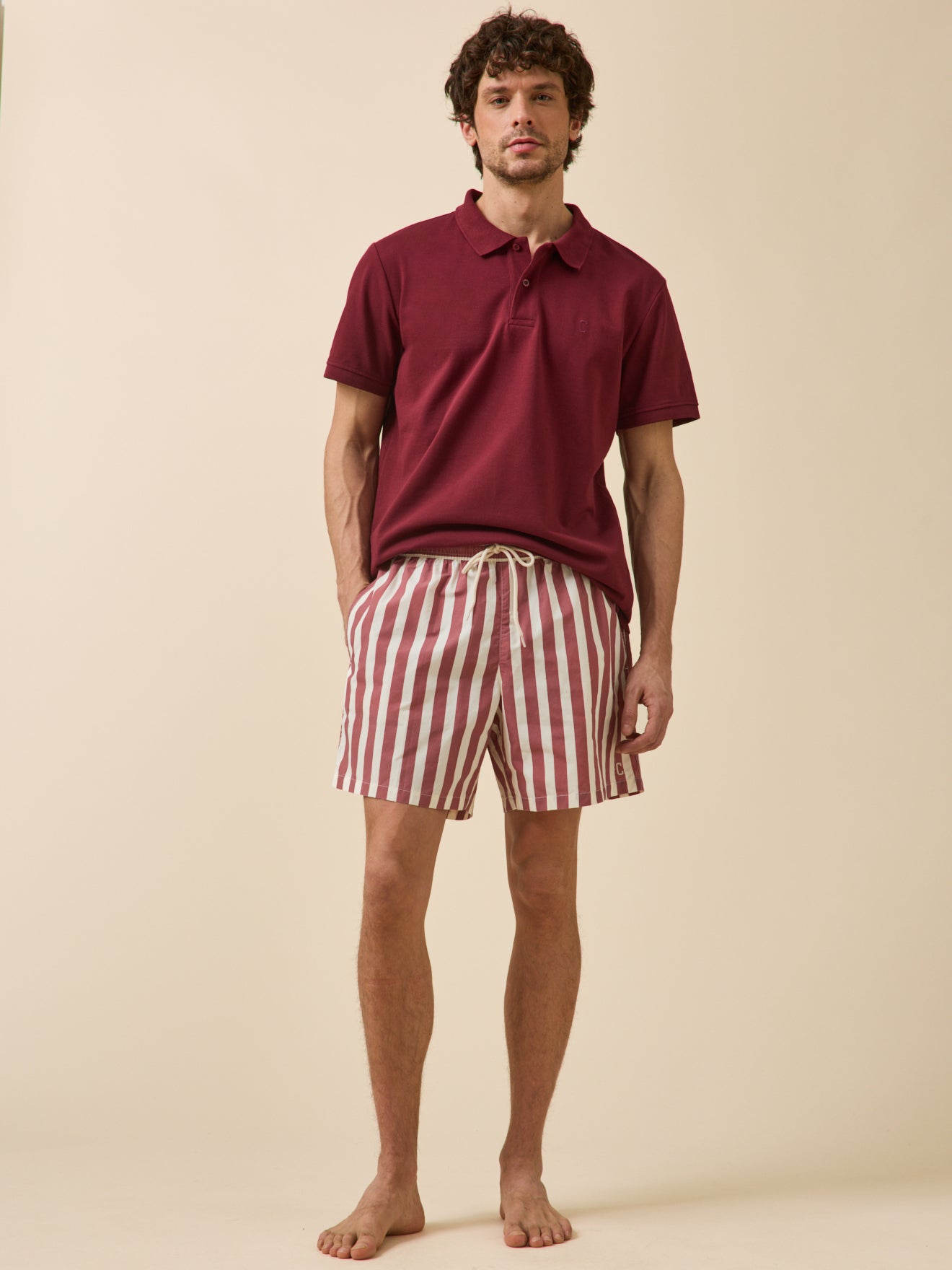 Men's striped swimming shorts