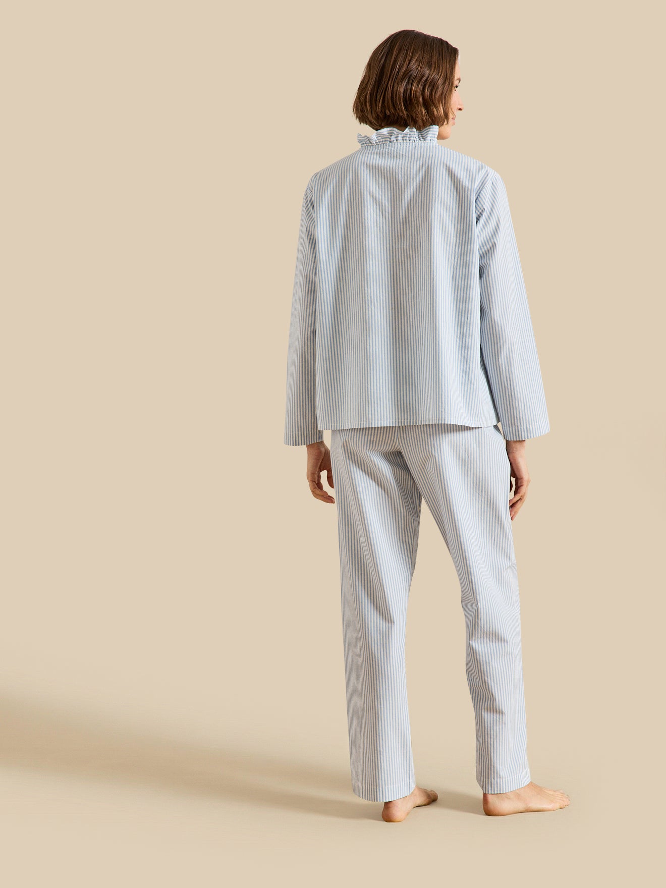Pyjama rayé volanté femme