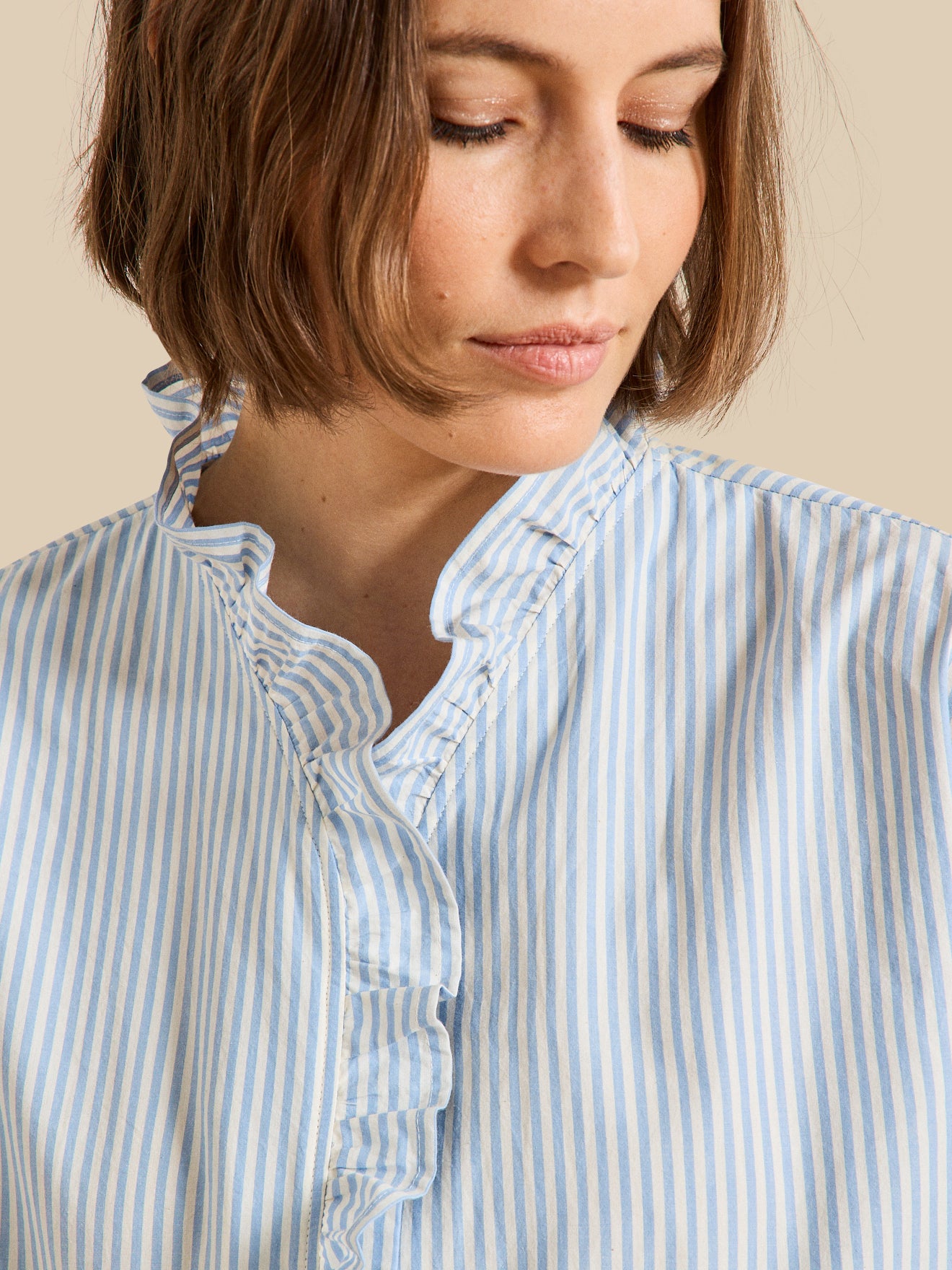 Pyjama rayé volanté femme