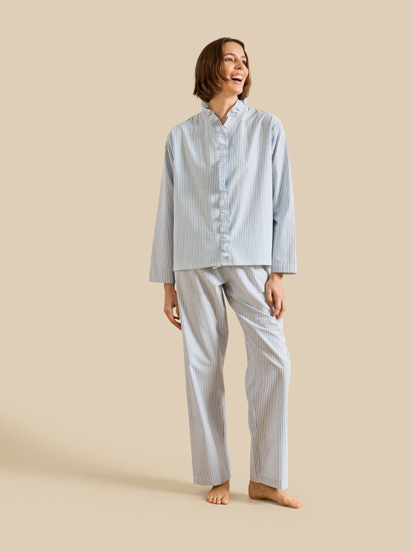 Pyjama rayé volanté femme