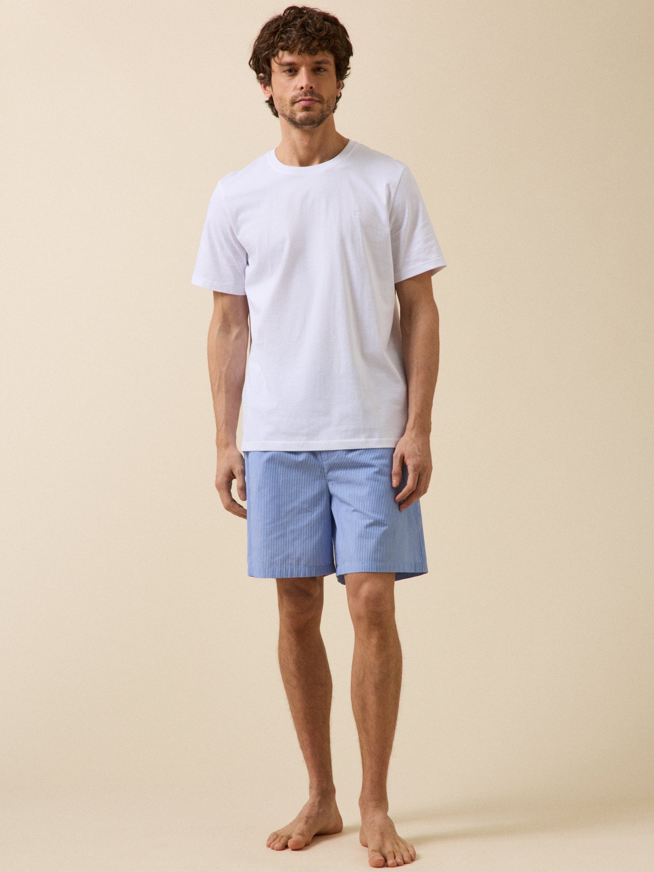 Men's dual-fabric pyjamas with shorts
