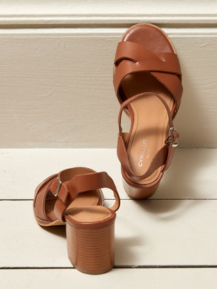 Women's leather open-toe heeled sandals