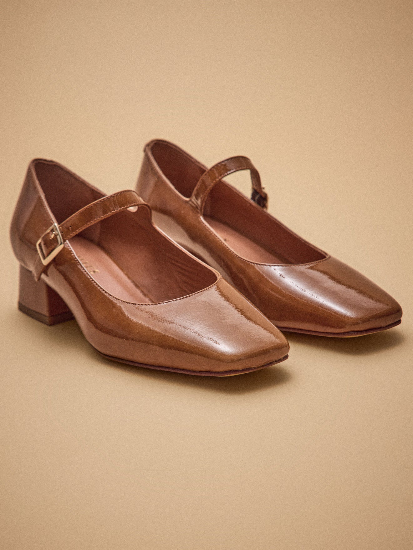 Salomés à talon cuir vernis femme