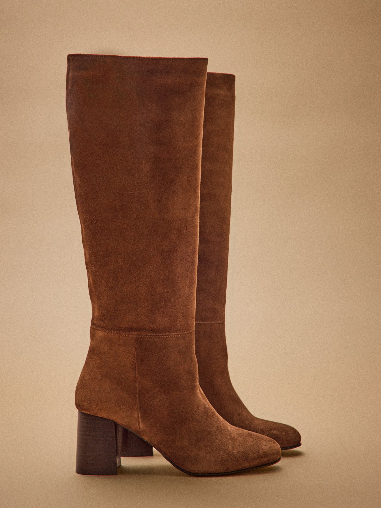 Women's suede leather heeled boots