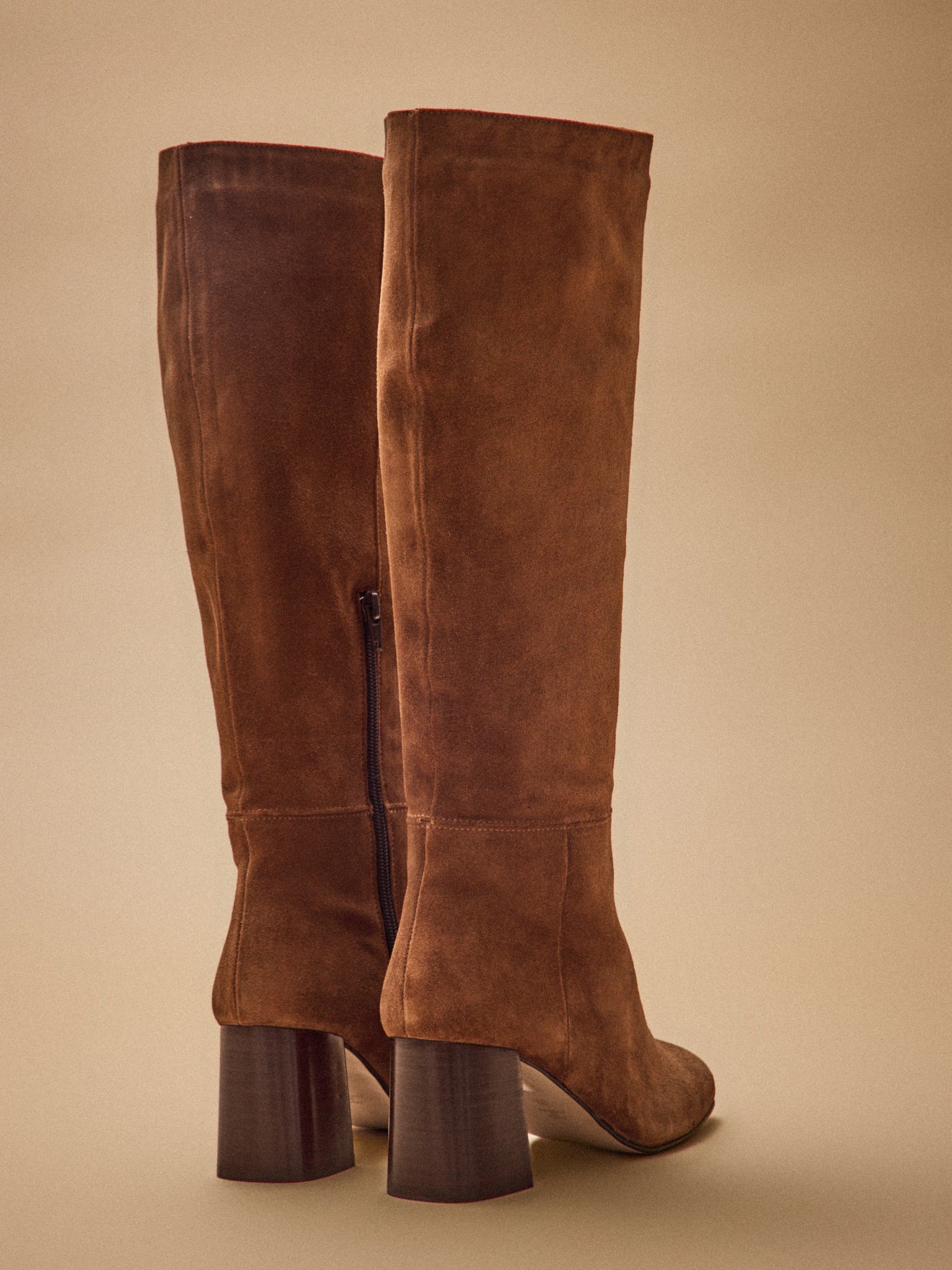 Women's suede leather heeled boots