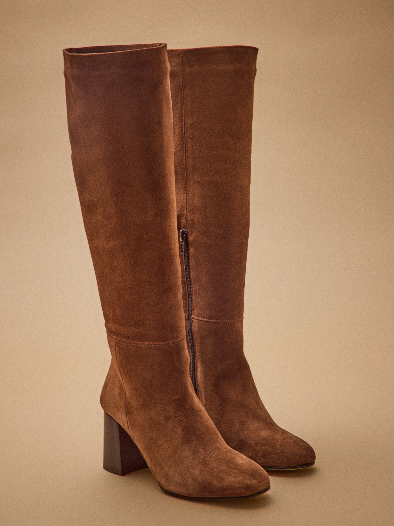 Women's suede leather heeled boots