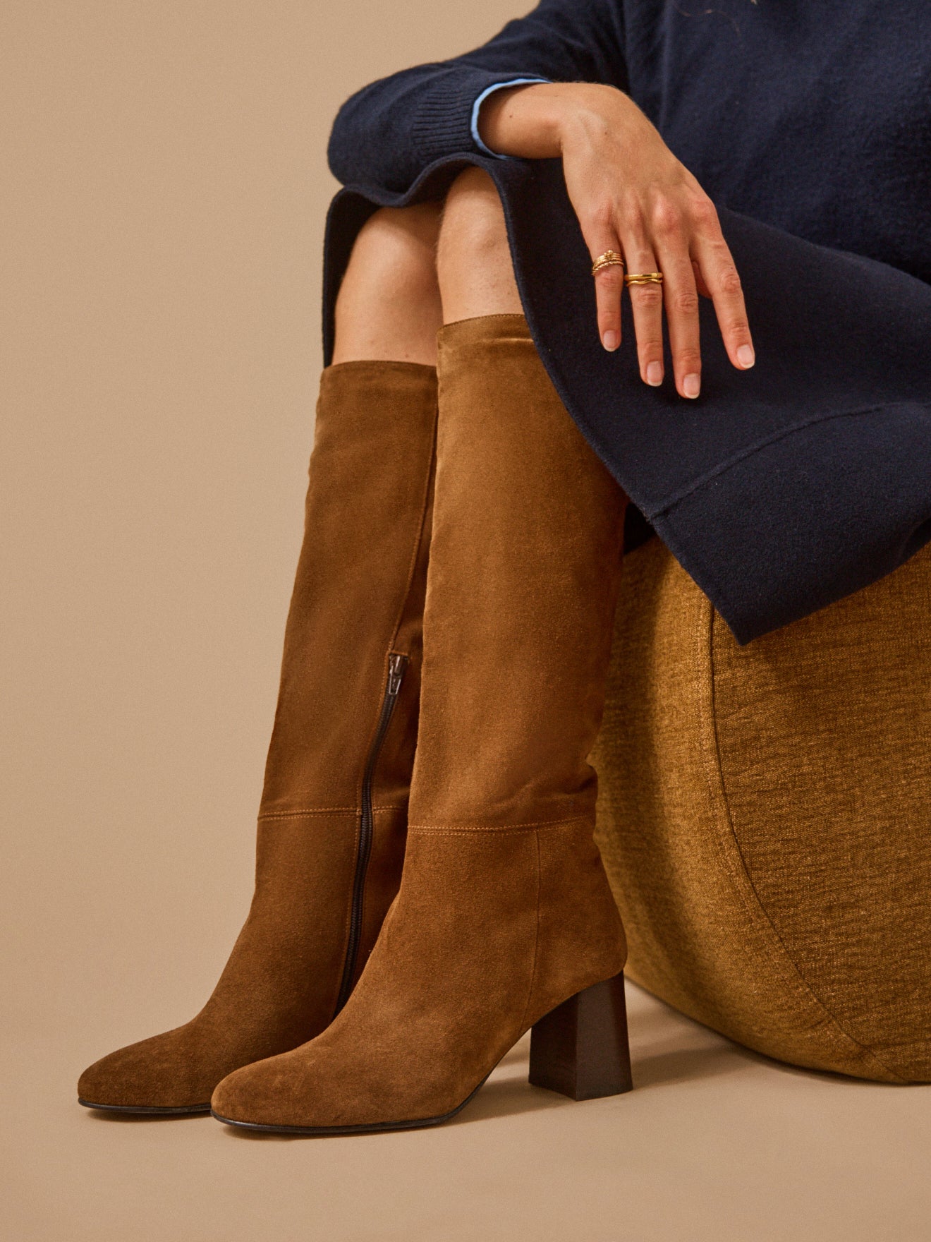 Women's suedey leather heeled boots