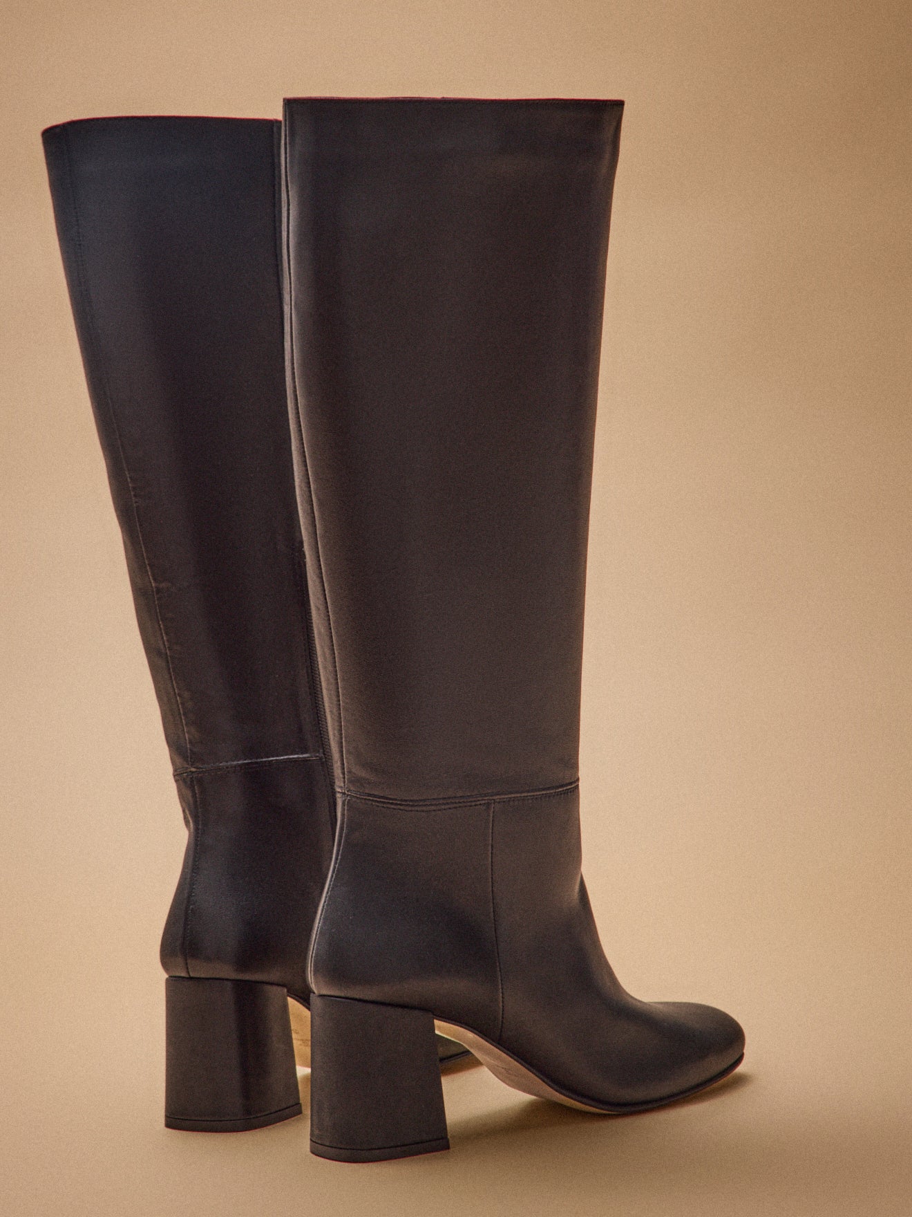 Bottes à talon cuir lisse femme