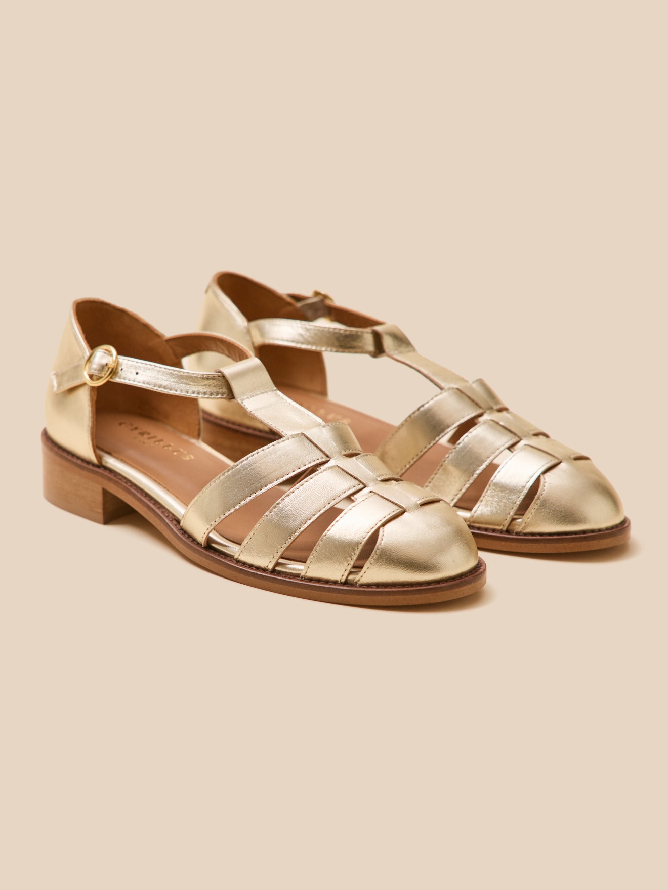 Sandales à talon style pêcheur cuir femme