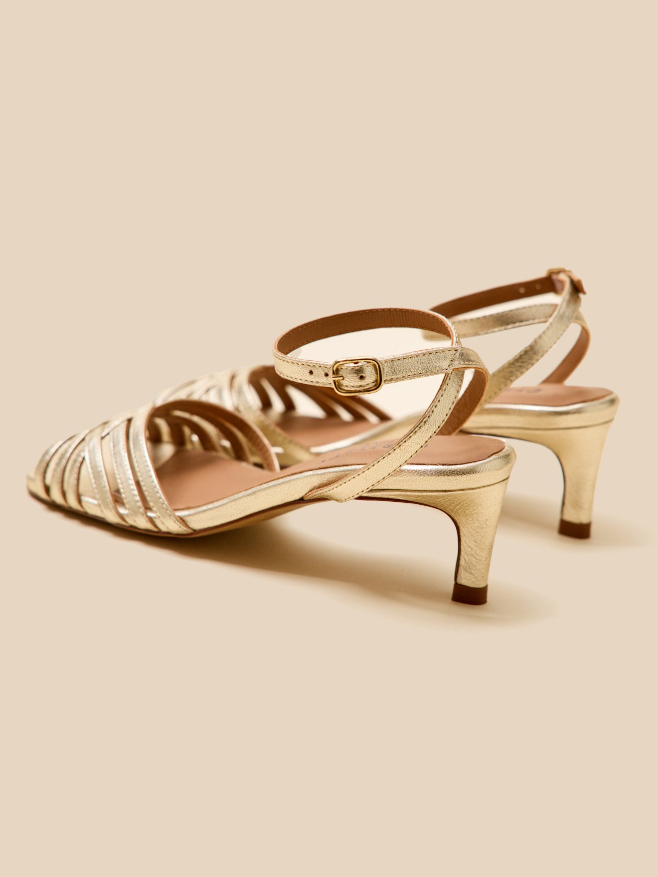 Women's metallic leather heeled sandals - Cyrillus COM