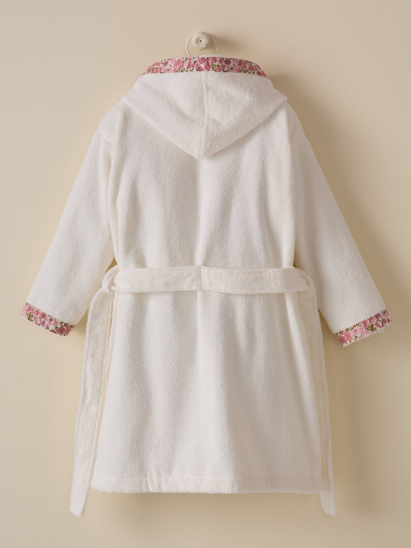 Child's terry cloth bathrobe and trim made with Liberty Fabric