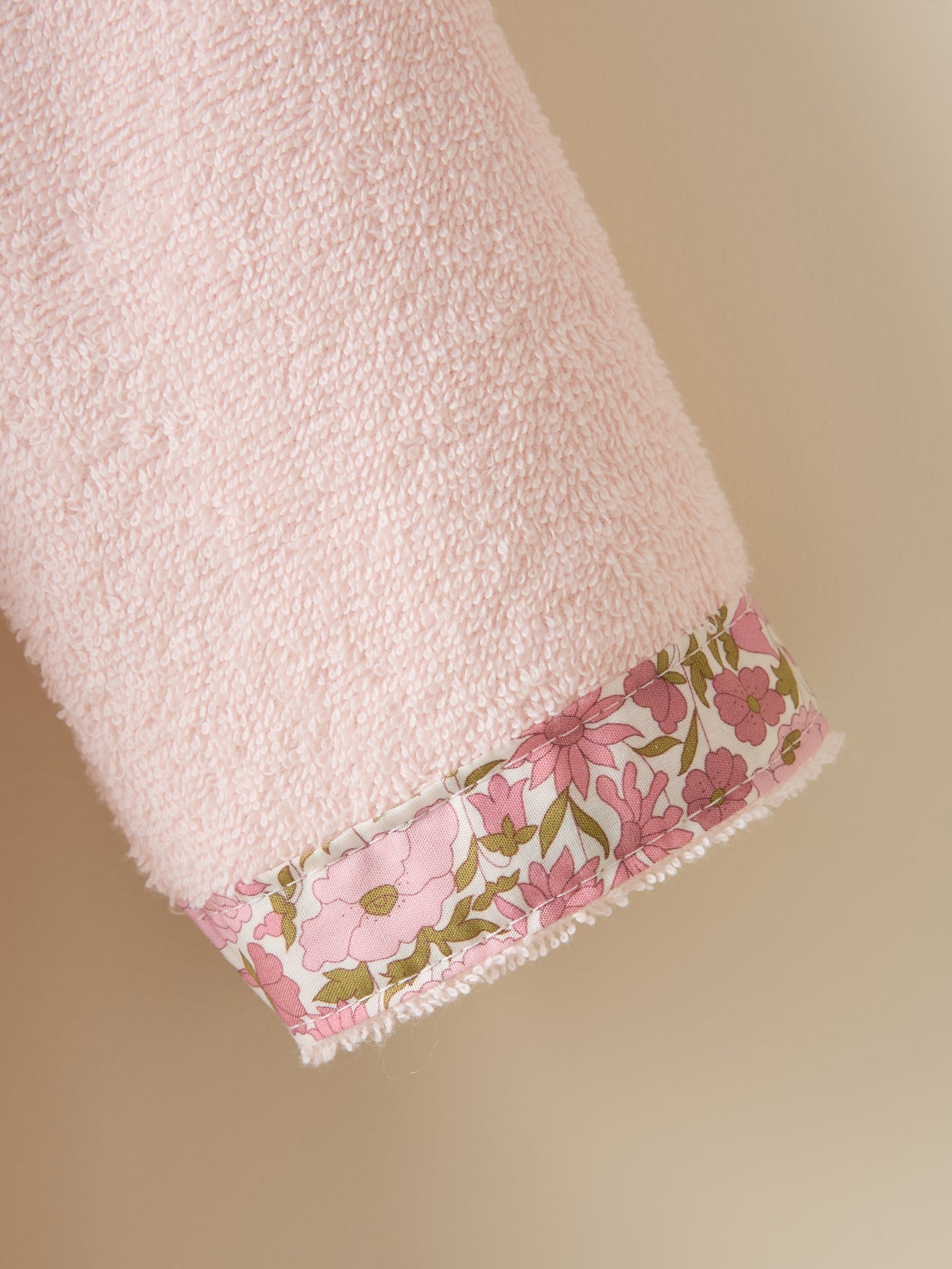 Child's terry cloth bathrobe and trim made with Liberty Fabric