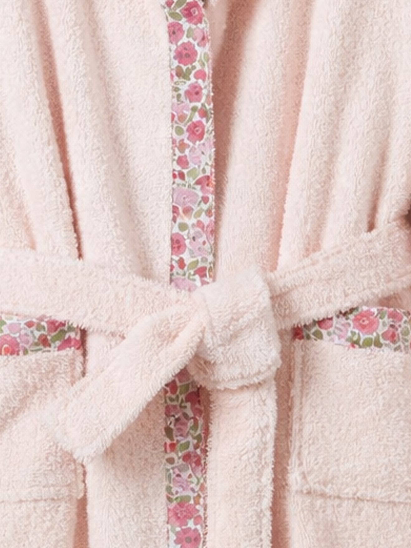Child's terry cloth bathrobe and trim made with Liberty Fabric