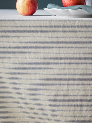 Striped cotton percale tablecloth