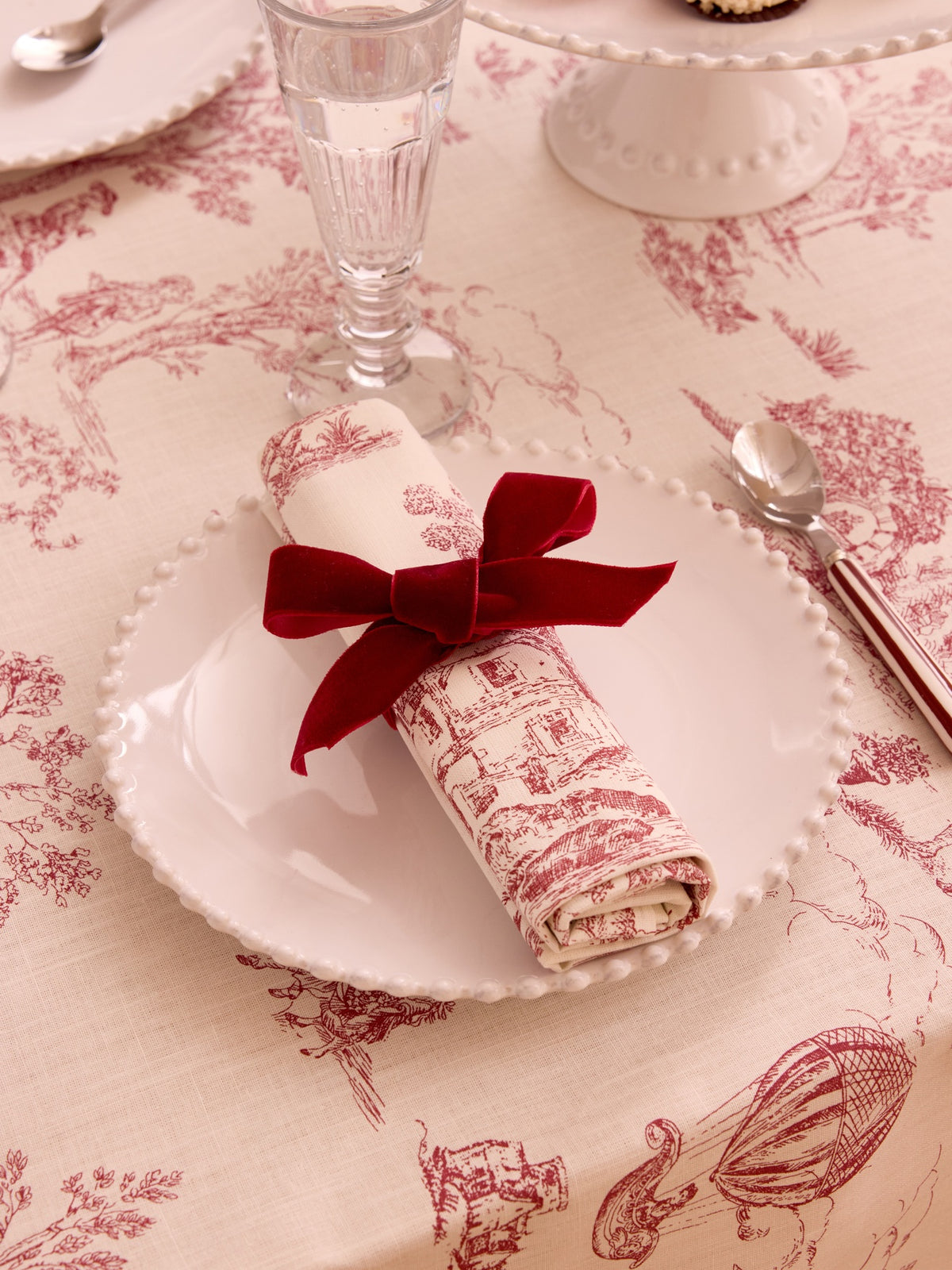 Set of 4 Jouy-inspired woven cotton napkins