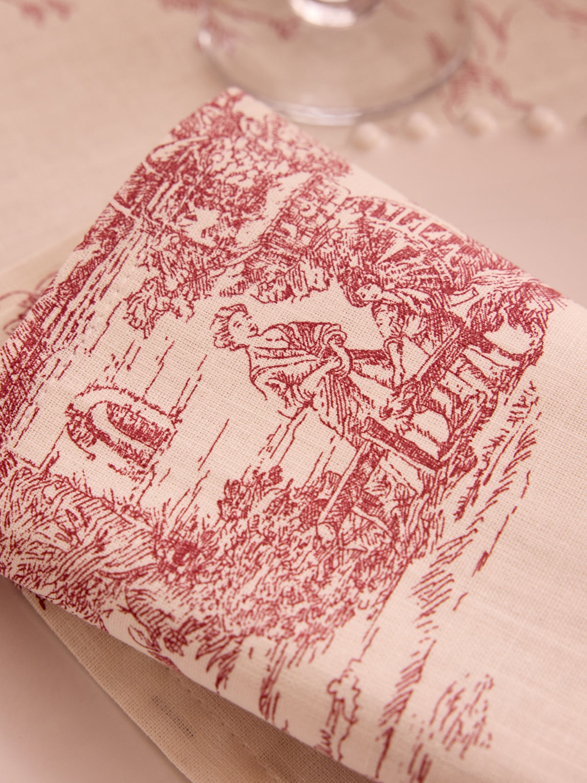 Set of 4 Jouy-inspired woven cotton napkins