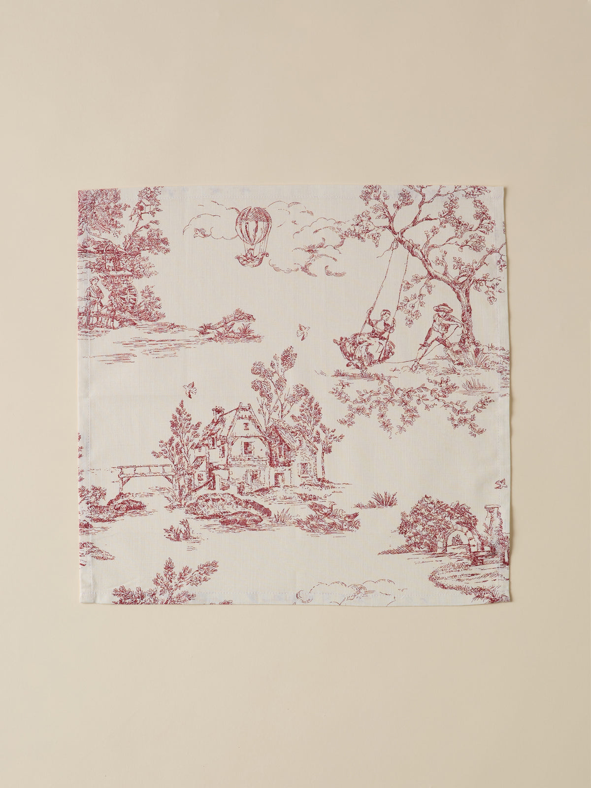 Set of 4 Jouy-inspired woven cotton napkins