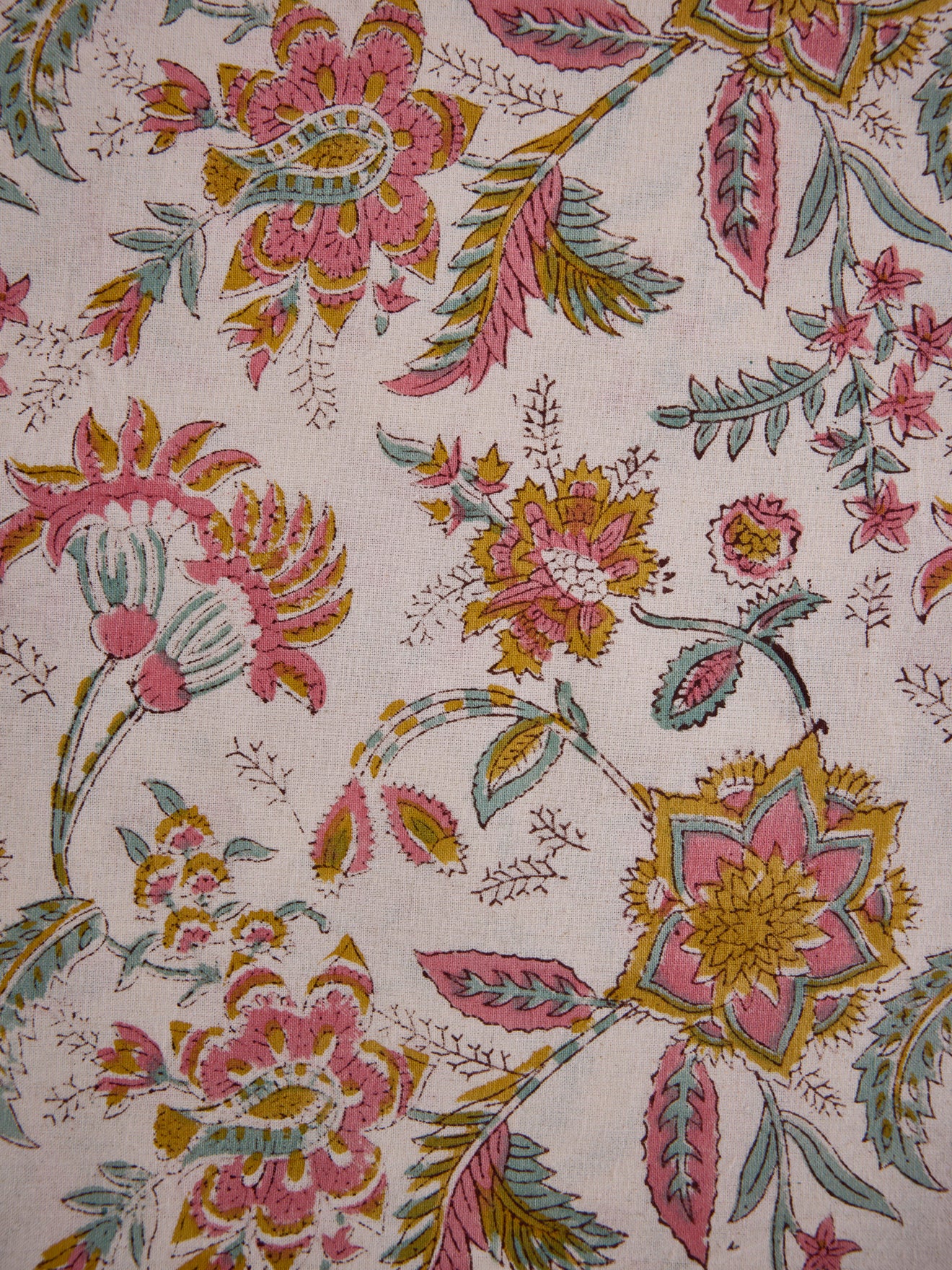 Nappe en coton fleuri indien -  imprimé Pondichery