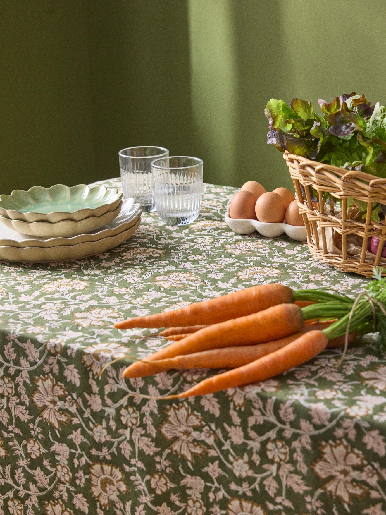 Floral Indian cotton tablecloth