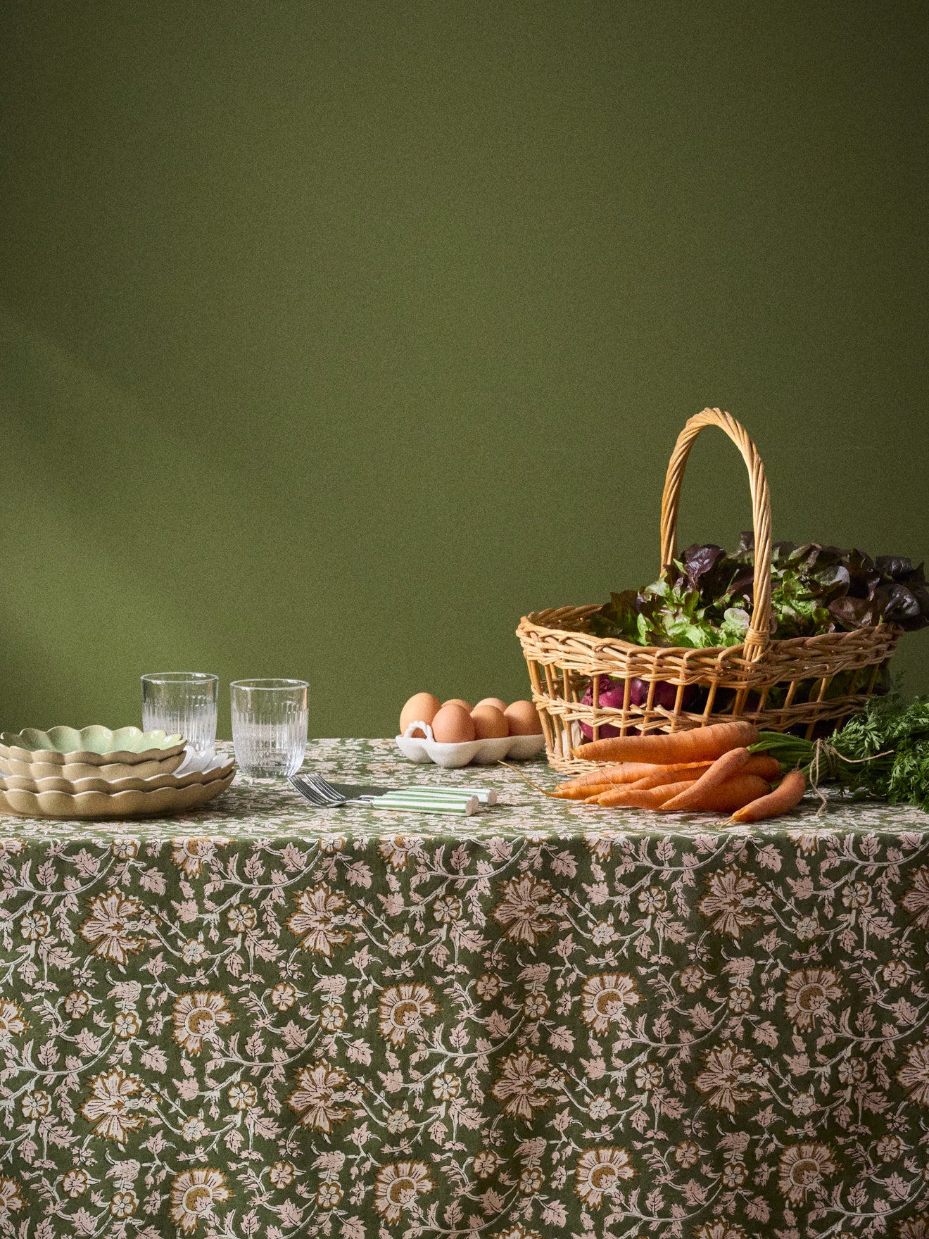 Floral Indian cotton tablecloth