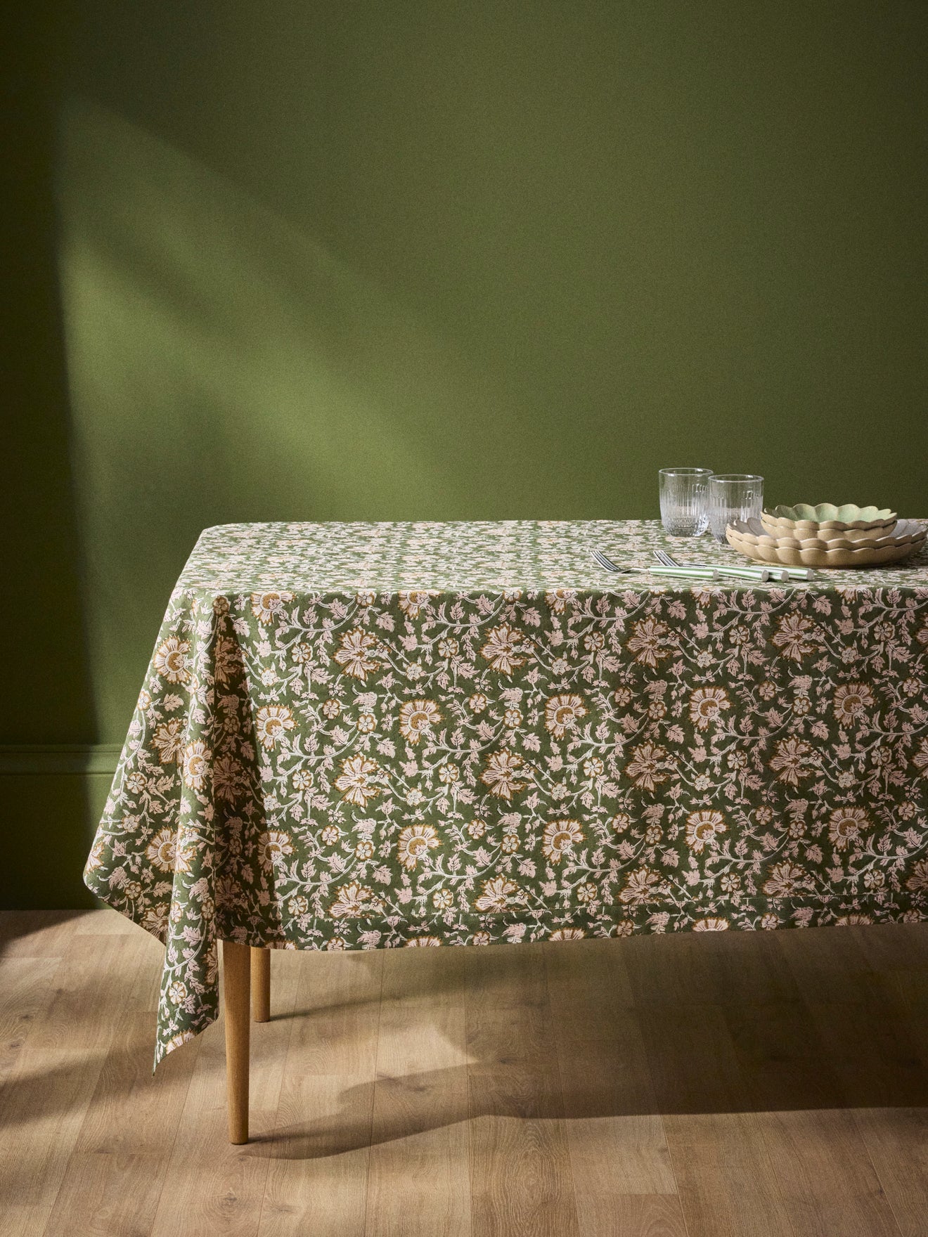 Floral Indian cotton tablecloth